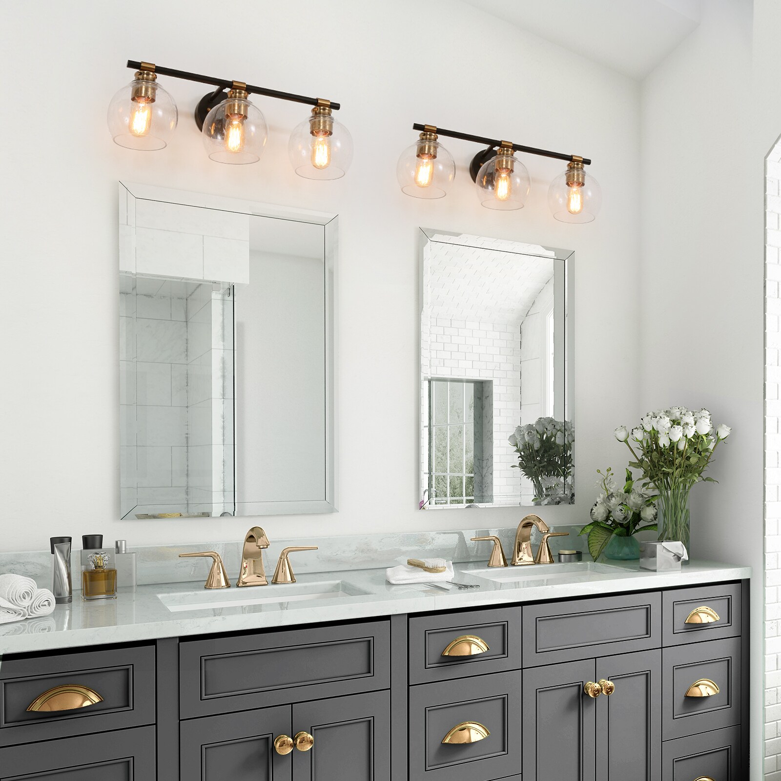 ZEVNI Alvis 22-in 3-Light Matte Black LED Modern/Contemporary Vanity ...