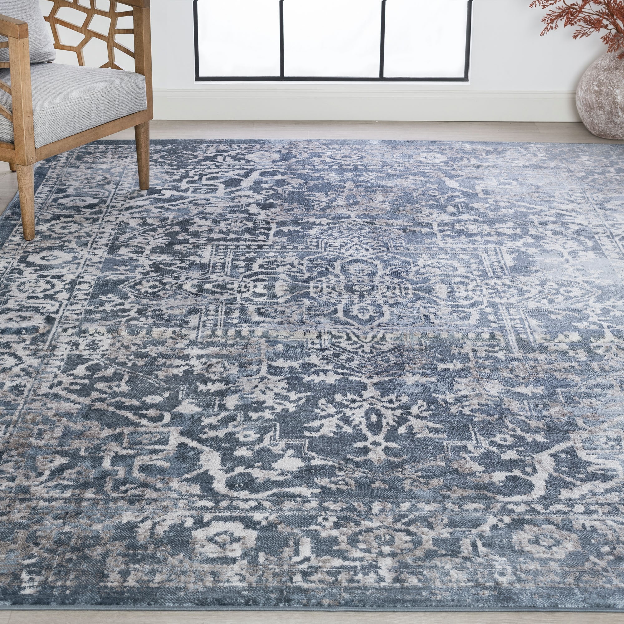 Tayse NEX1701 5X7 Nexus 5 x 7 (ft) Loomed Polypropylene Blue Rectangular Indoor Floral/Botanical Farmhouse/Cottage Area rug
