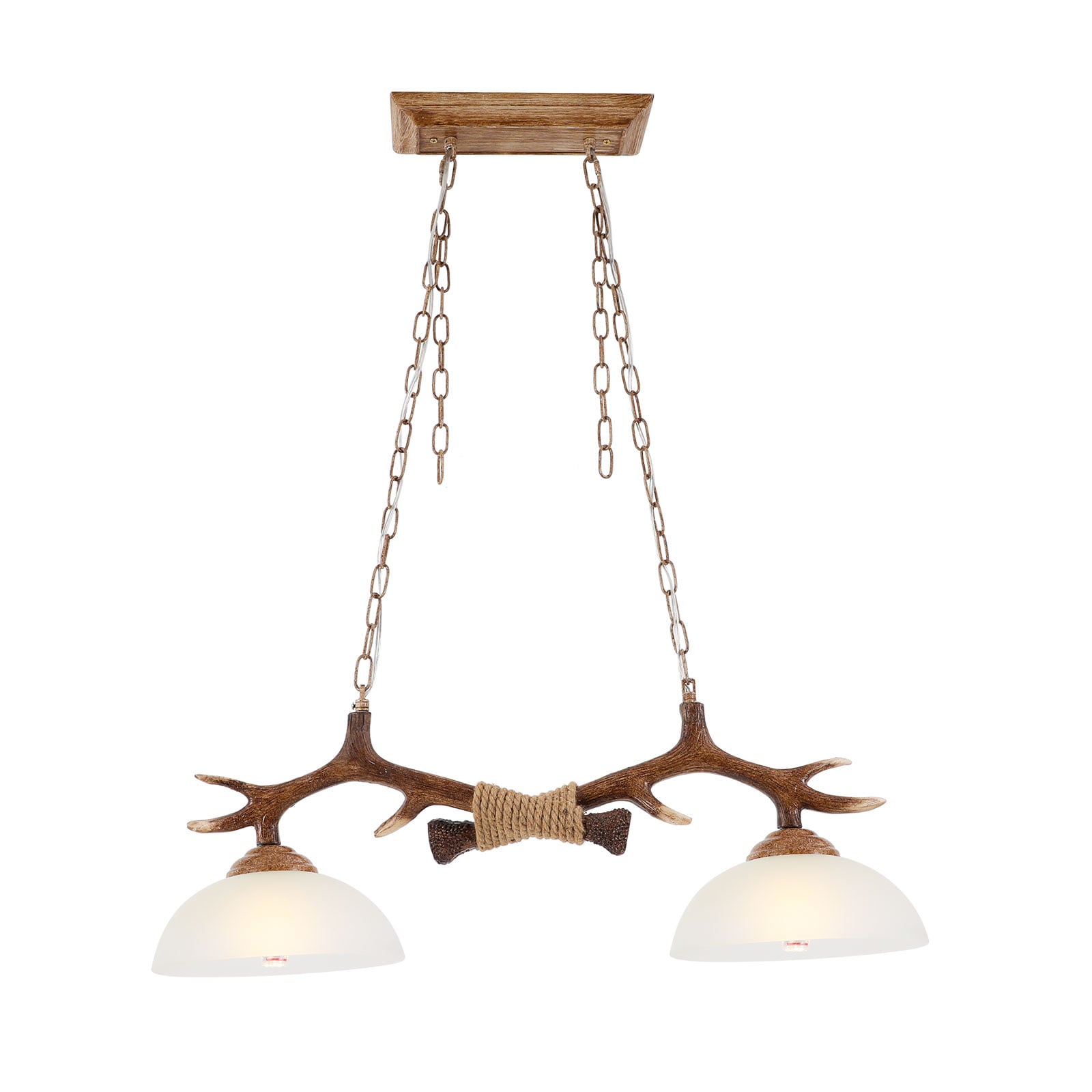 Oukaning HCX210-US-JZ Resin Antler 2 -Light Brown Vintage Clear glass Geometric Large Hanging Pendant light