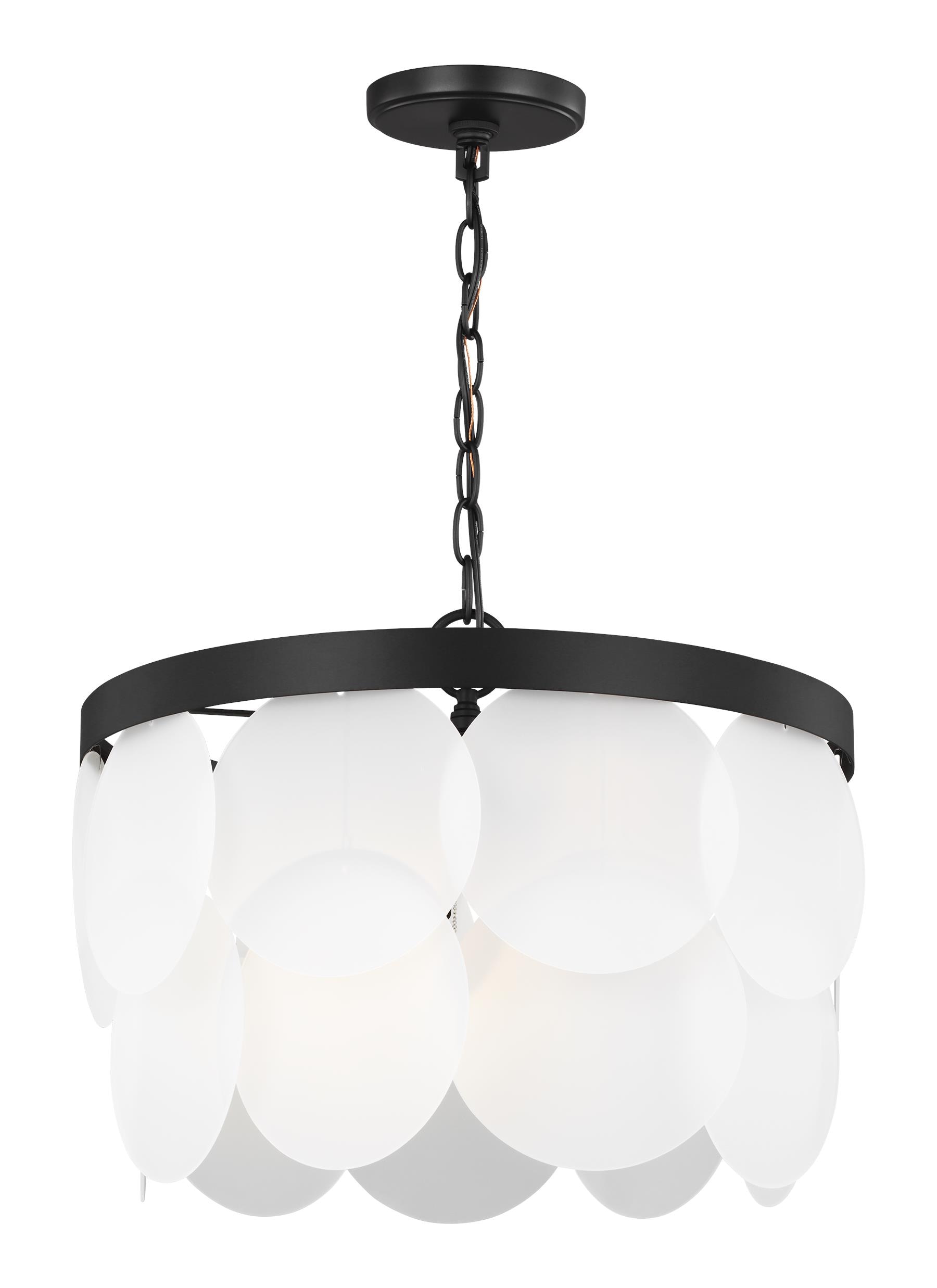Midnight Black Glass Drum 6-Light Indoor/Outdoor Chandelier