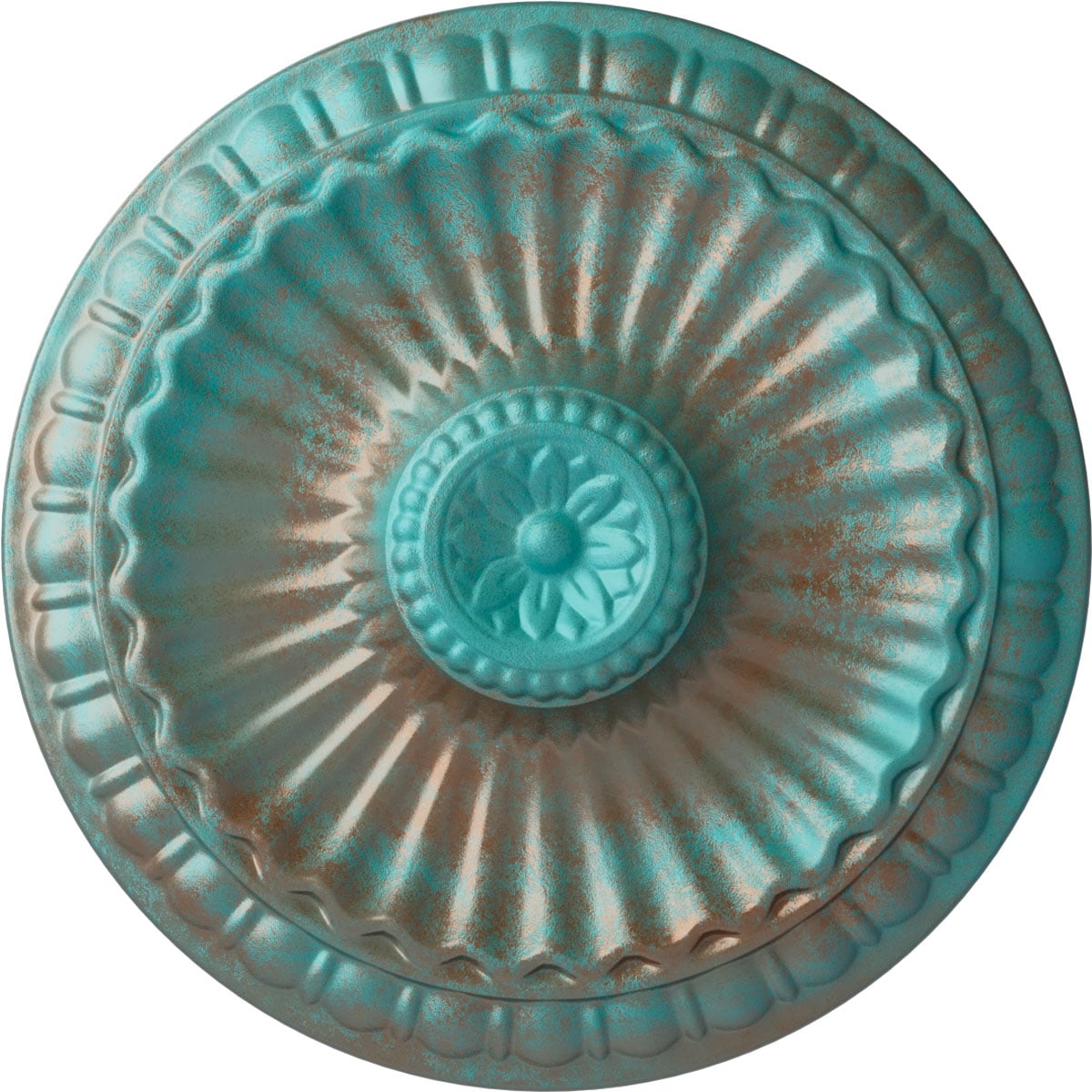 Ekena Millwork CM11LICGS Linus 11.25-in W x 11.25-in L Painted Copper Green Patina Polyurethane Whole Ceiling Medallion