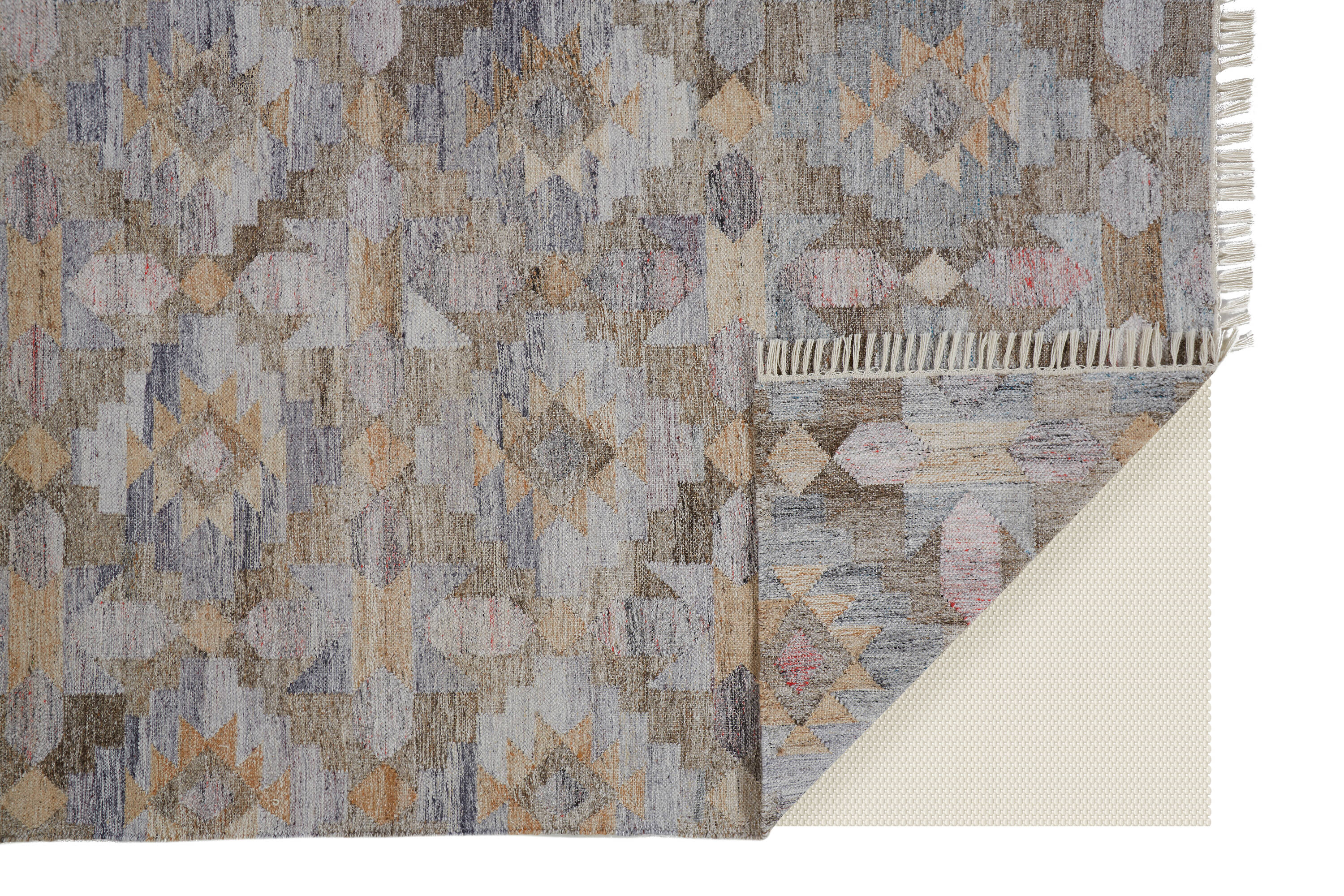 Gray Geometric Flat Woven Synthetic Area Rug 8' x 10'