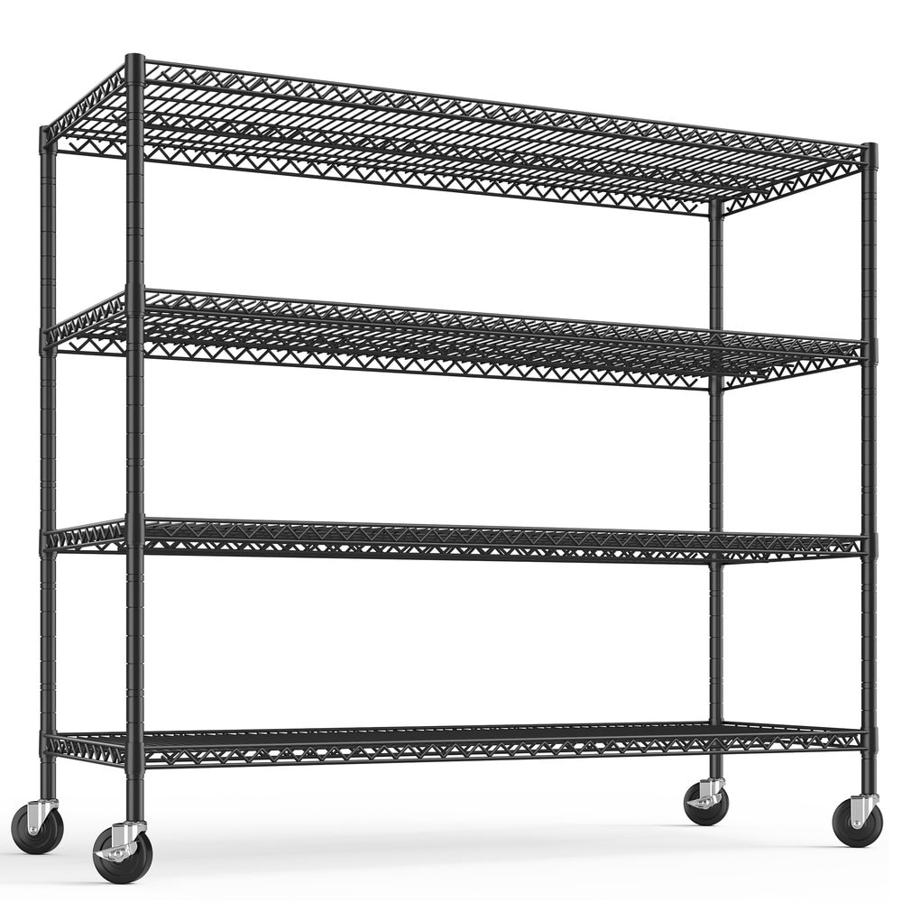 Raybee 55.5-in W x 24-in D x 75.6-in H 4-Tier Heavy Duty Black Load 2400 LBS Metal Wire Utility Shelving Unit
