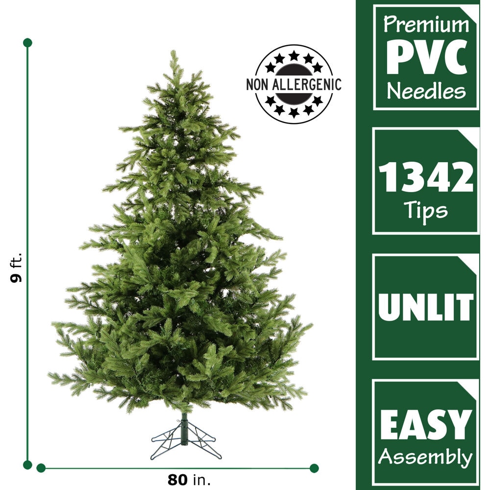 Fraser Hill Farm 9-ft Woodside Pine Artificial Christmas Tree in the ...