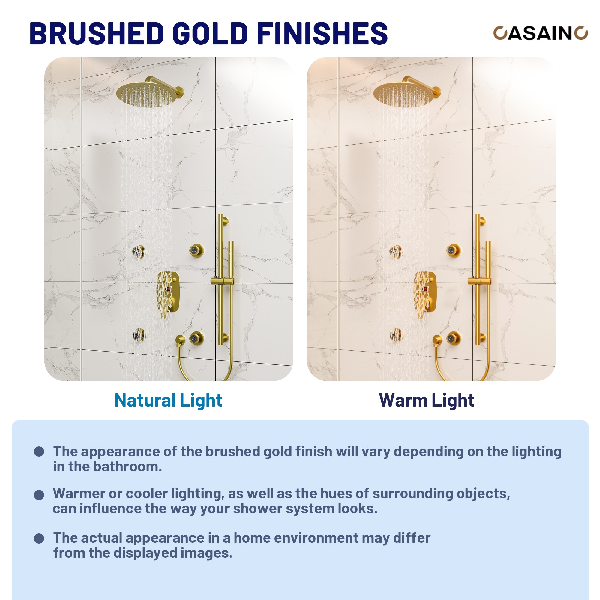CASAINC BR01009SX12BG Showerhead-Bar-Panels - View #8