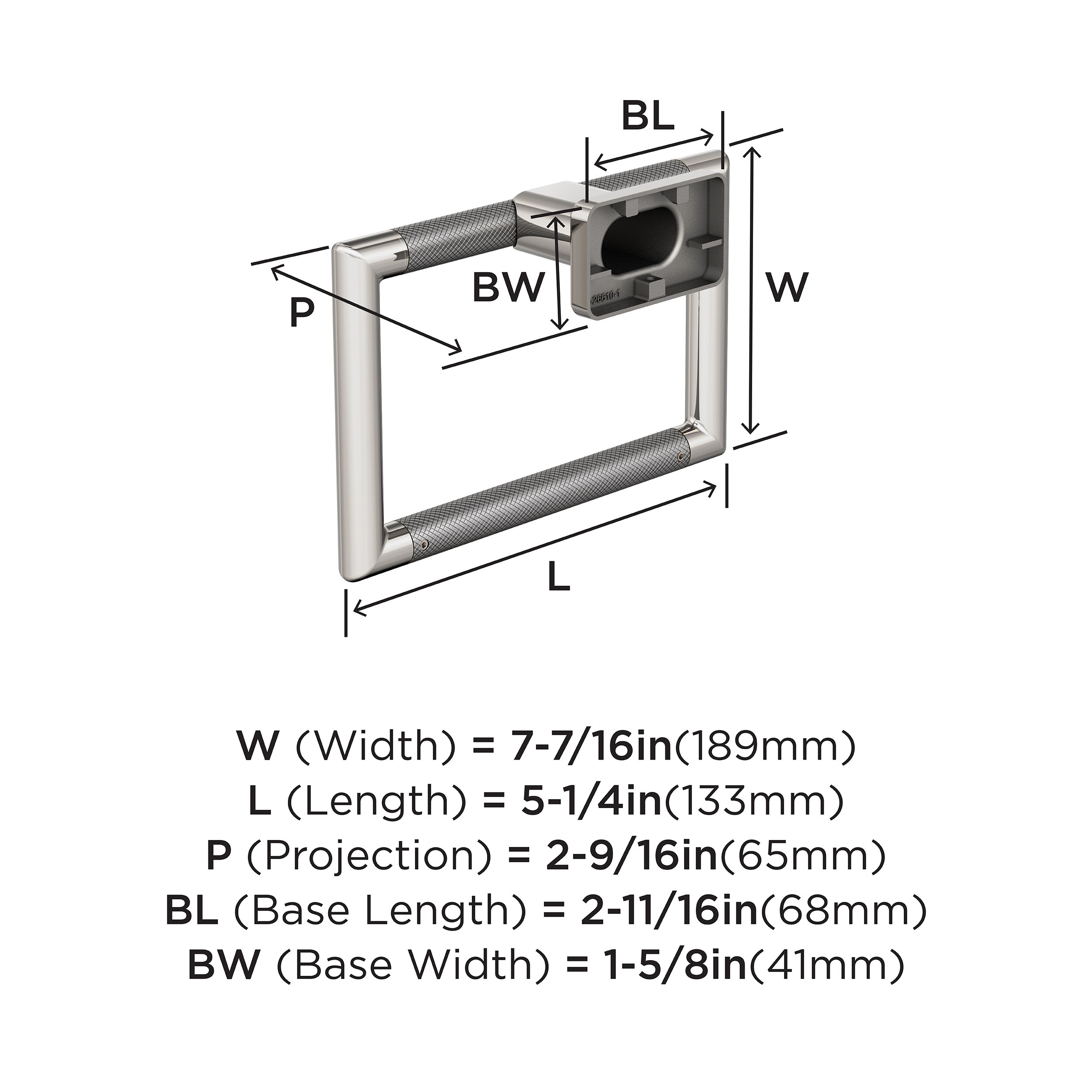 Esquire Polished Nickel and Stainless Steel Wall Mounted Towel Ring