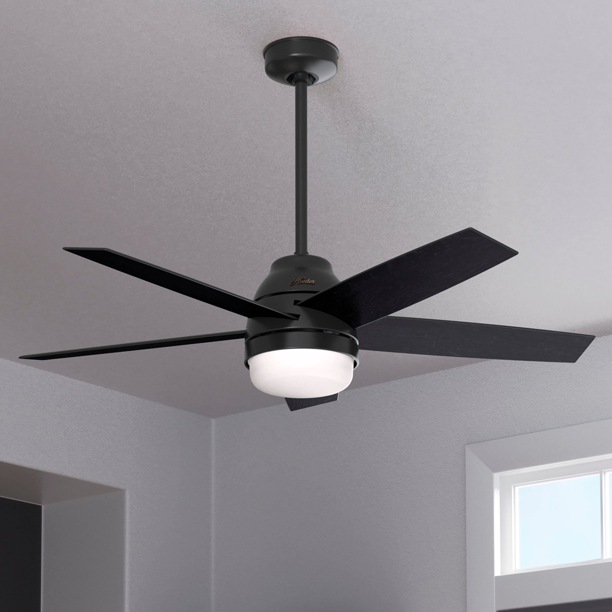 YUHAO Raleighe 56-in Black with Distressed Blades Color-changing Integrated LED Indoor/Outdoor Smart Ceiling Fan with Light and Remote (5-Blade) LSDC1124BK56 Sansujyuku sansujyuku.com