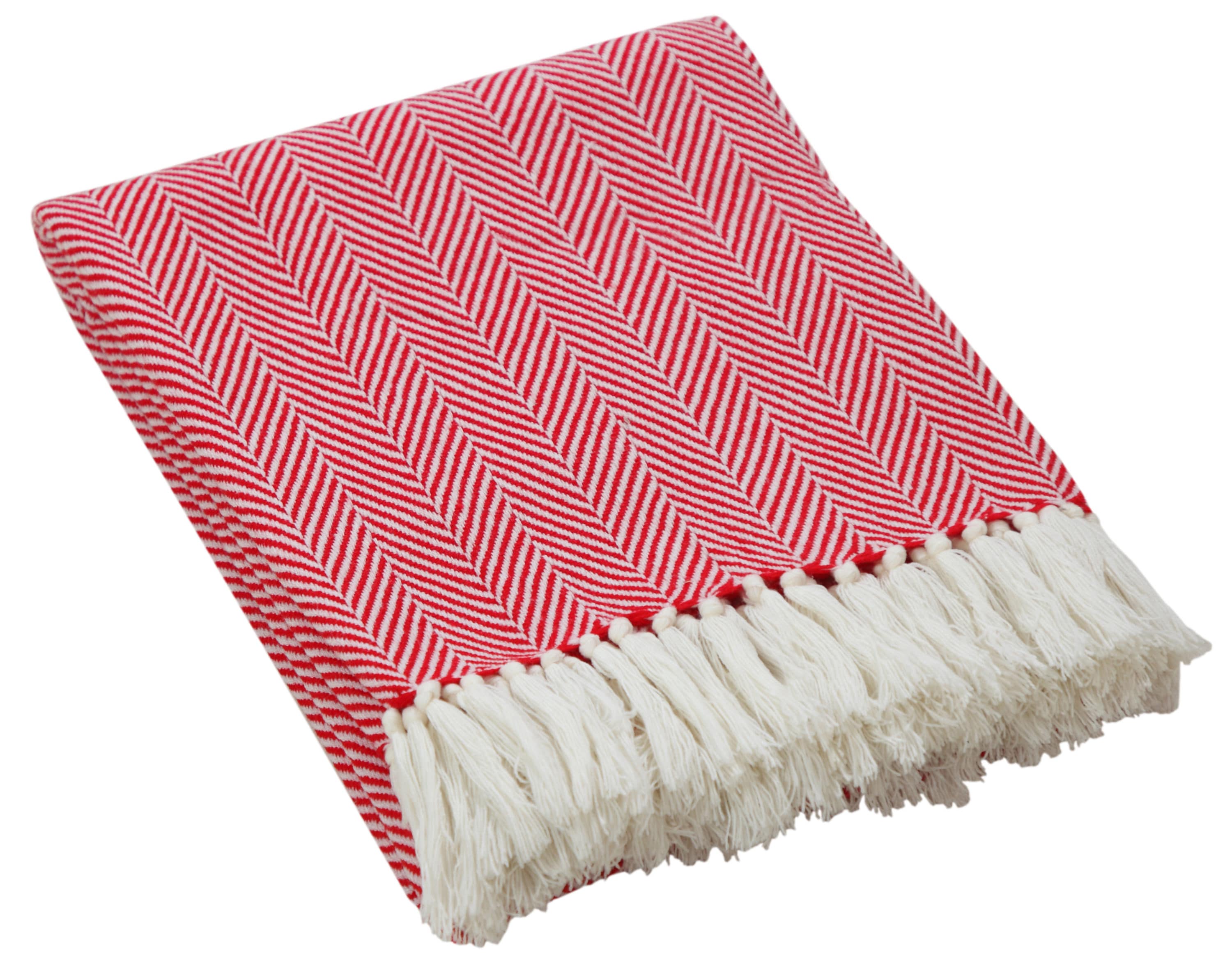 Timberbrook THRC020 Chester Red/ivory 50-in x 60-in Acrylic Throw