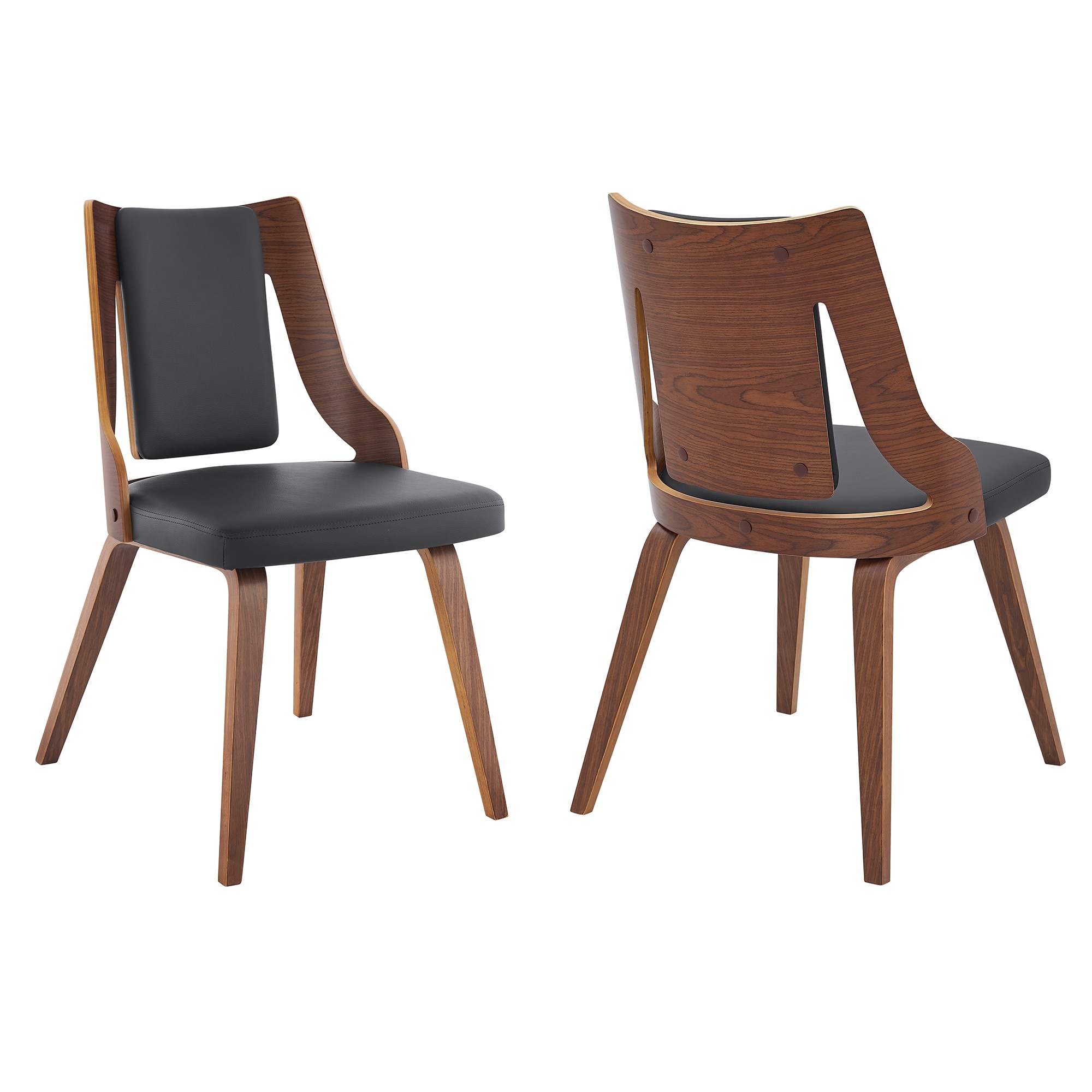 Armen Living LCANSIWAGR Set of 2 Faux Leather Upholstered Dining Side Chair (Wood Frame)
