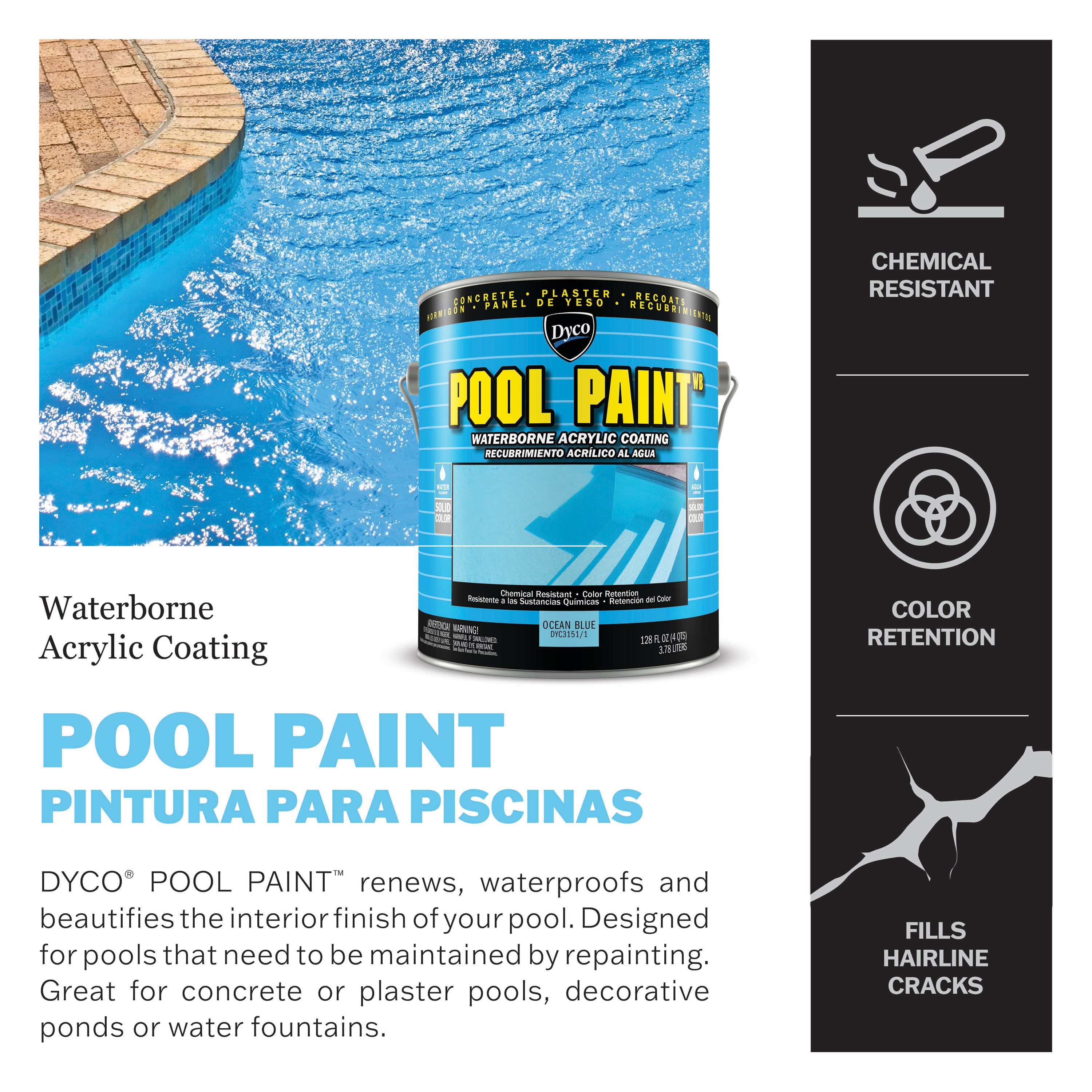 Dyco Paints Pool Paint Semi-gloss Acrylic Coating Water-based Pool ...