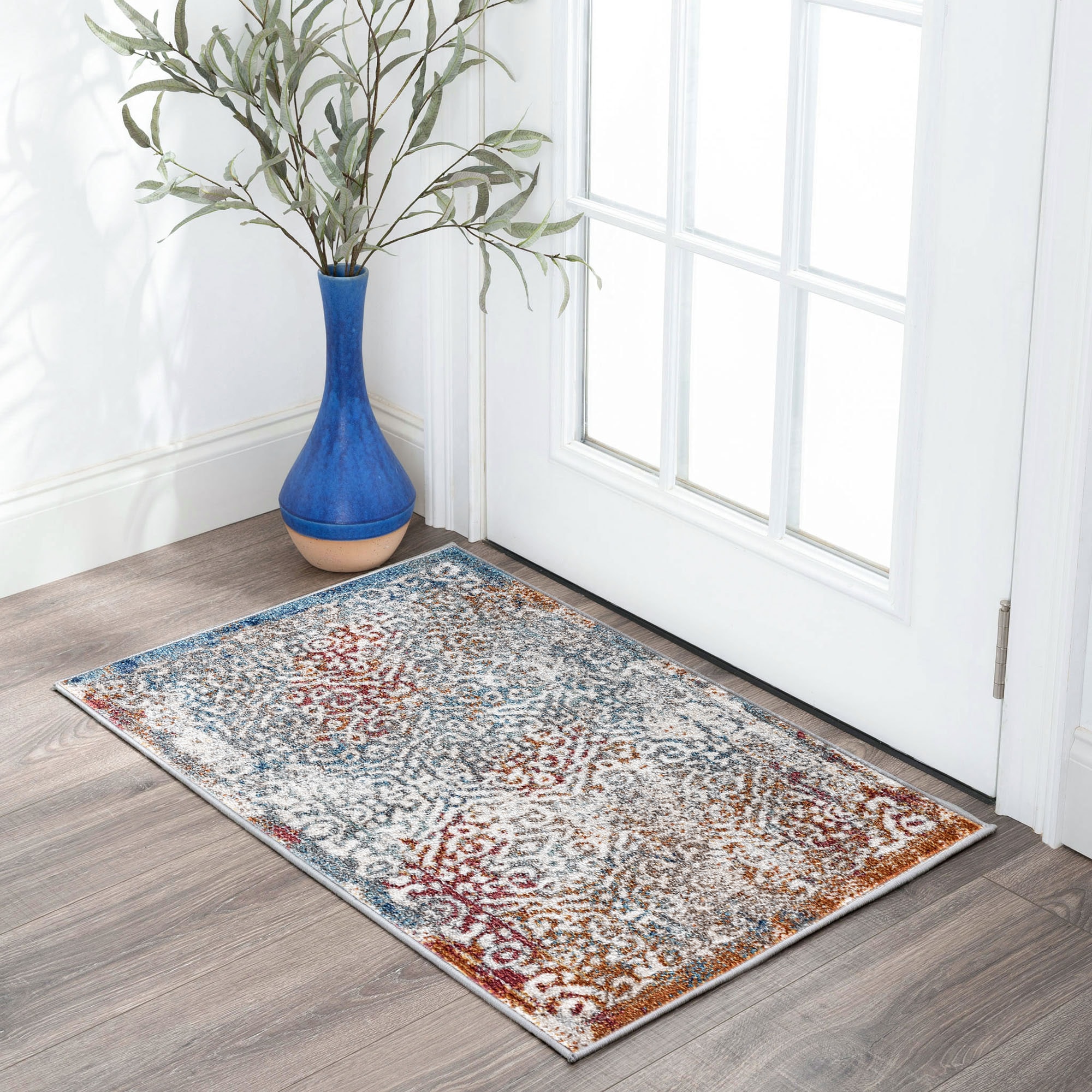 Tayse GRD6407 2X3 Garden 2 x 3 (ft) Loomed Polypropylene Navy Rectangular Indoor Throw rug