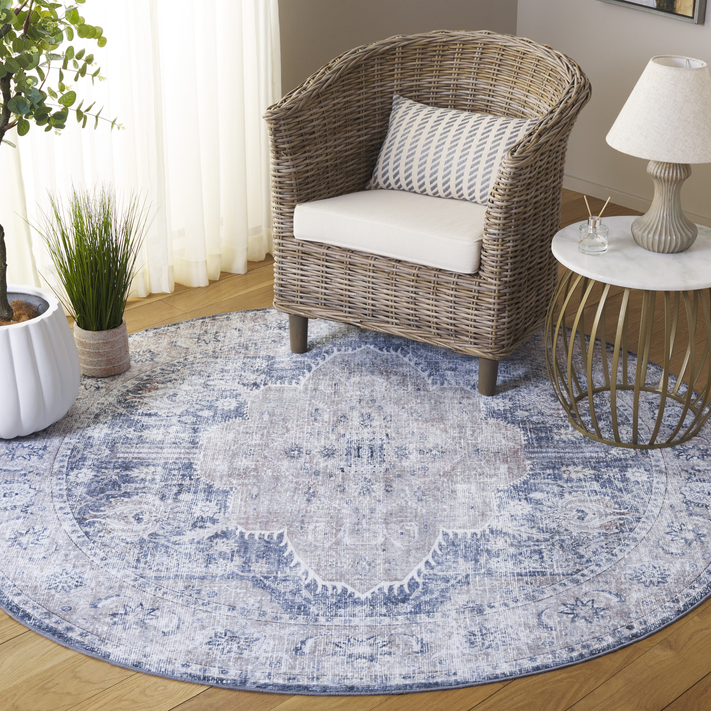 Arizona 344Y Sage/Grey 6ft x 6ft Traditional Rug