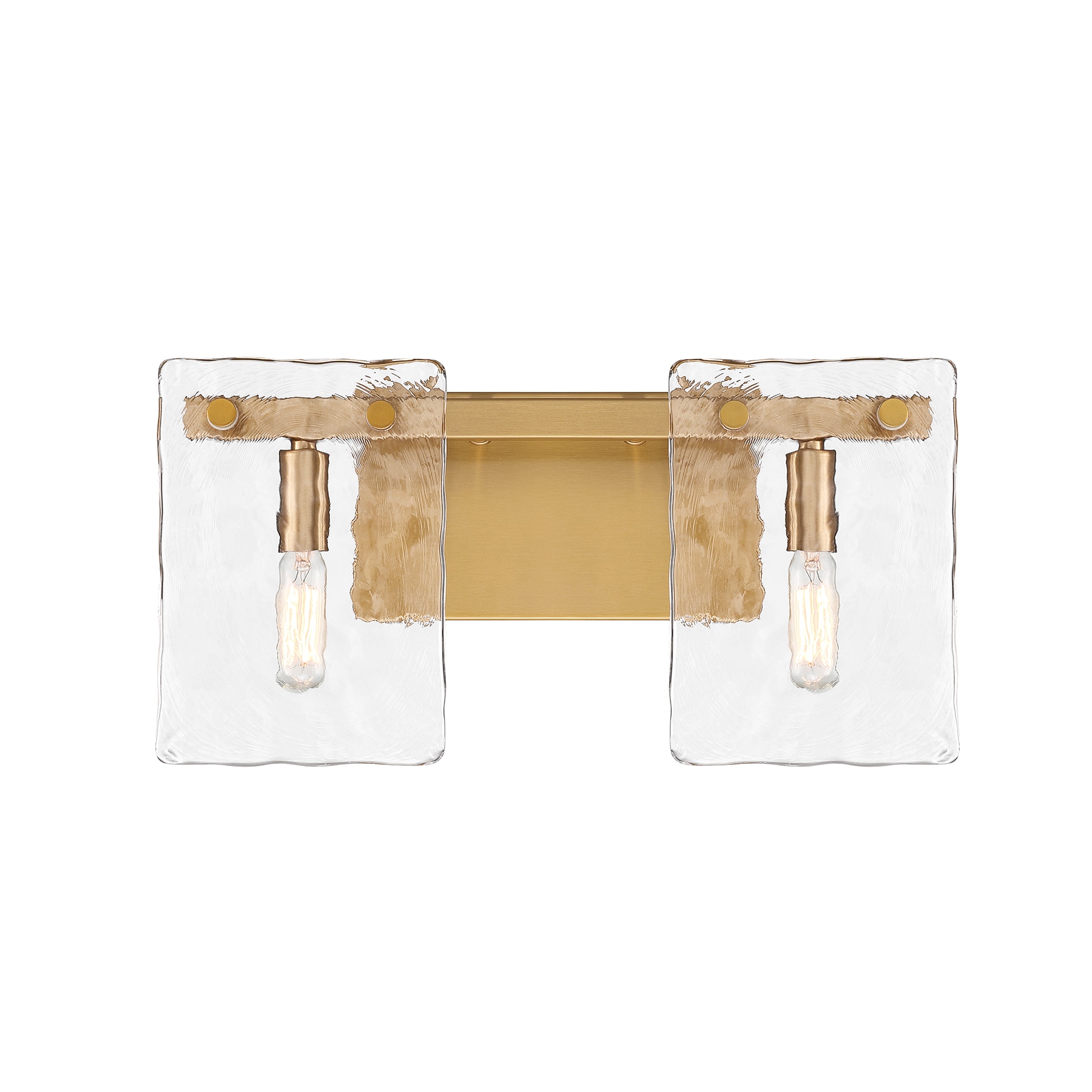 Savoy House 8-8204-2-322 Genry 2-Light Bathroom Vanity Light in Warm Brass 15.25-in 2 -Light Antique Brass Coastal Vanity light