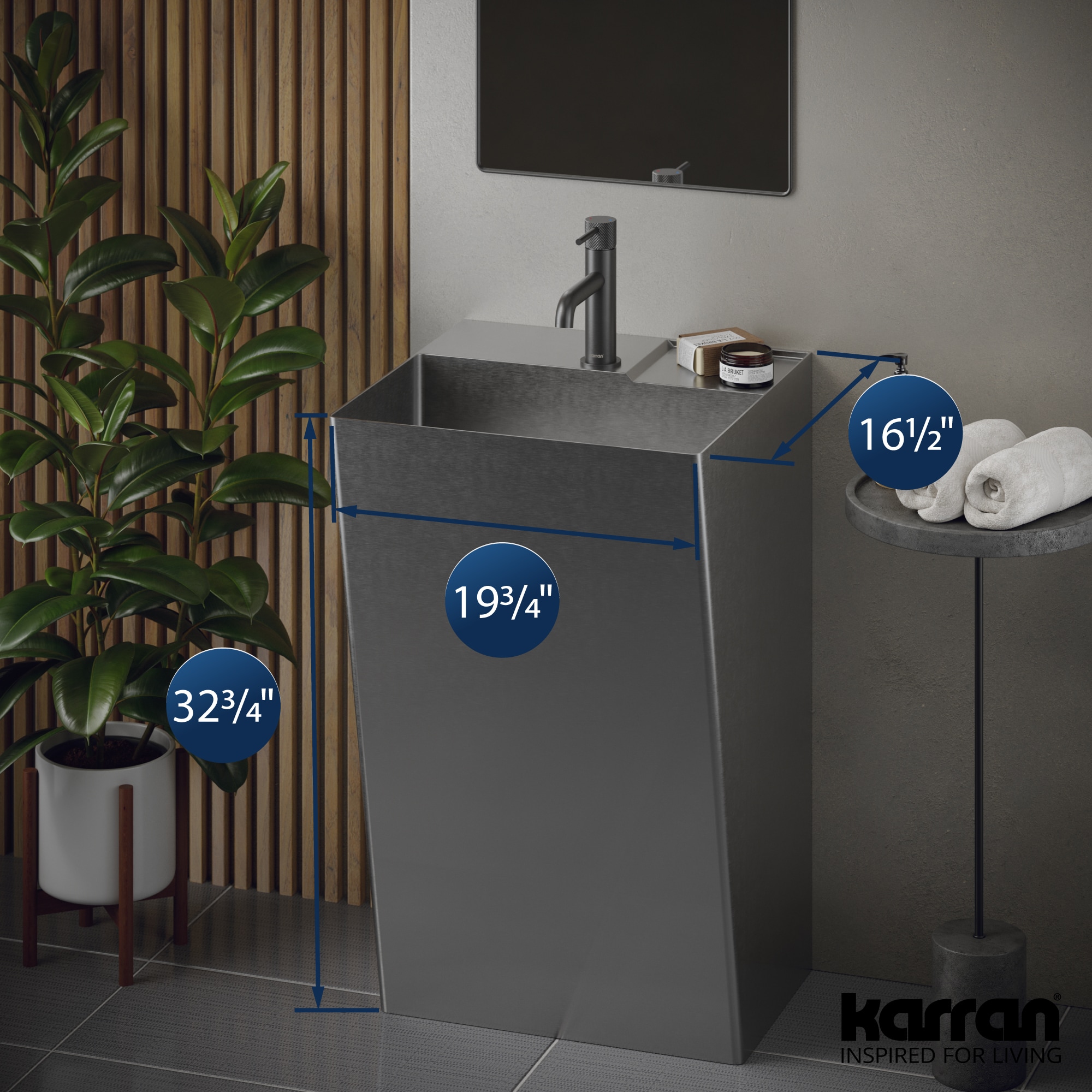 Karran CCP500SS Complete-Pedestal-Lavatories - View #4