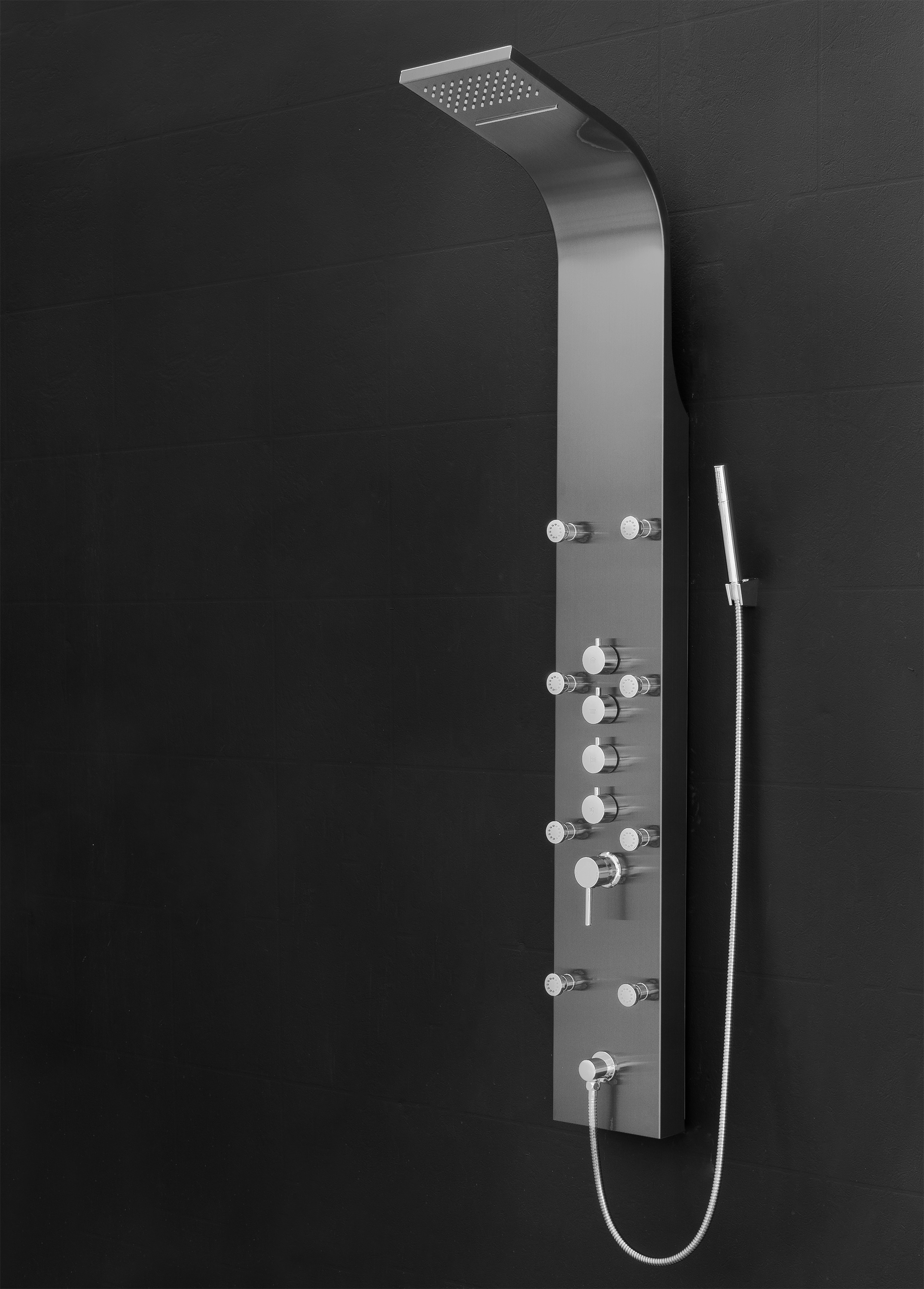 AKDY Space Gray 7.48-in Waterfall Dual Head Shower Panel System with 4 ...