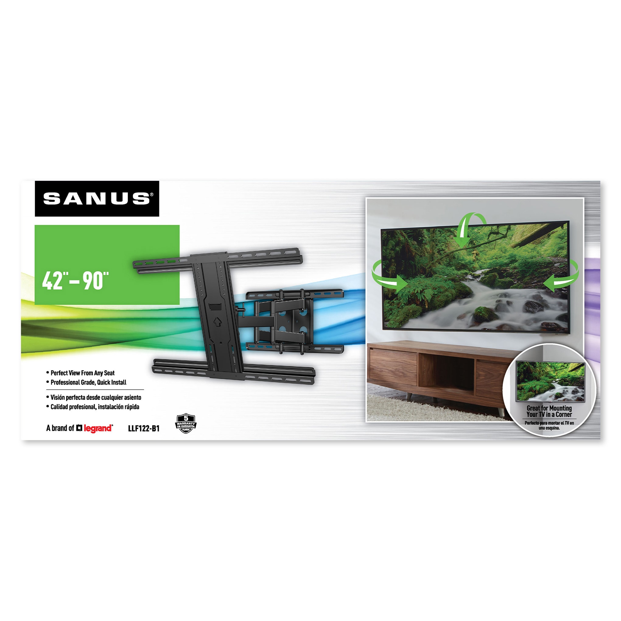 Sanus 42 to Full Motion Indoor Wall Mount Fits up to 90-in (Hardware Included) in the TV Mounts department at Lowes.com