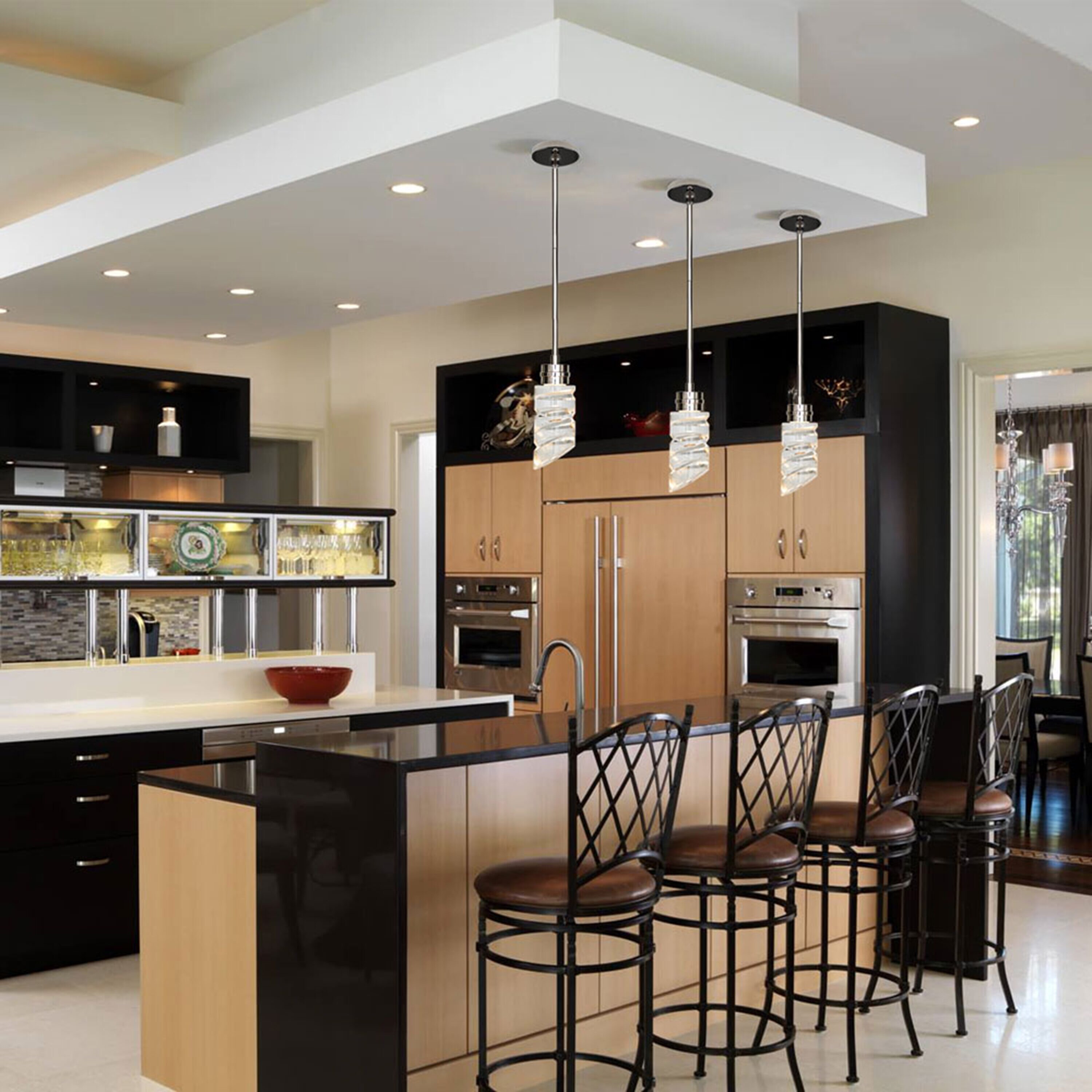 Elegant Mini LED Crystal Pendant Light in Polished Nickel