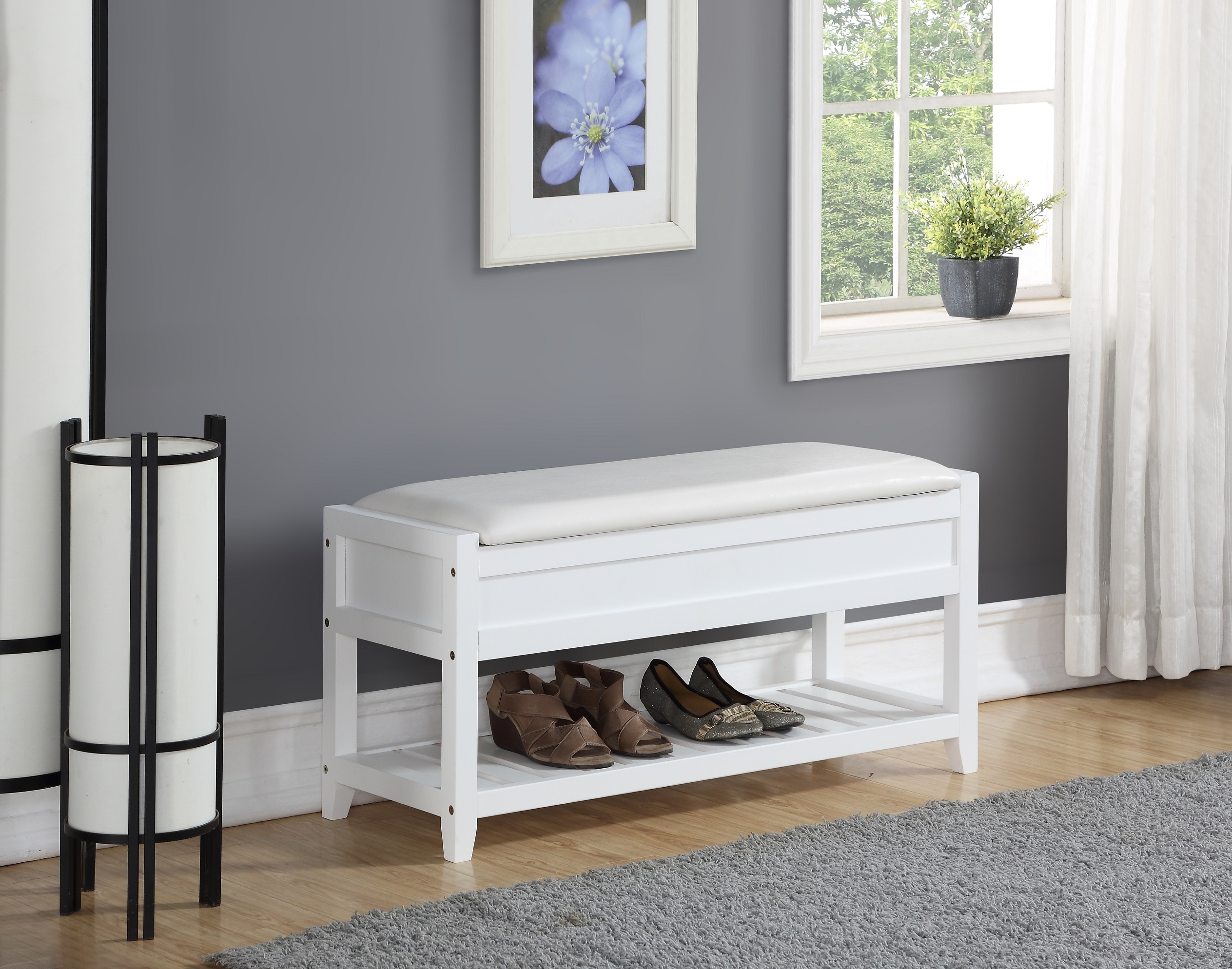 Tatayosi JL-164221 Rouen Seating Bench with Shoe Storage White