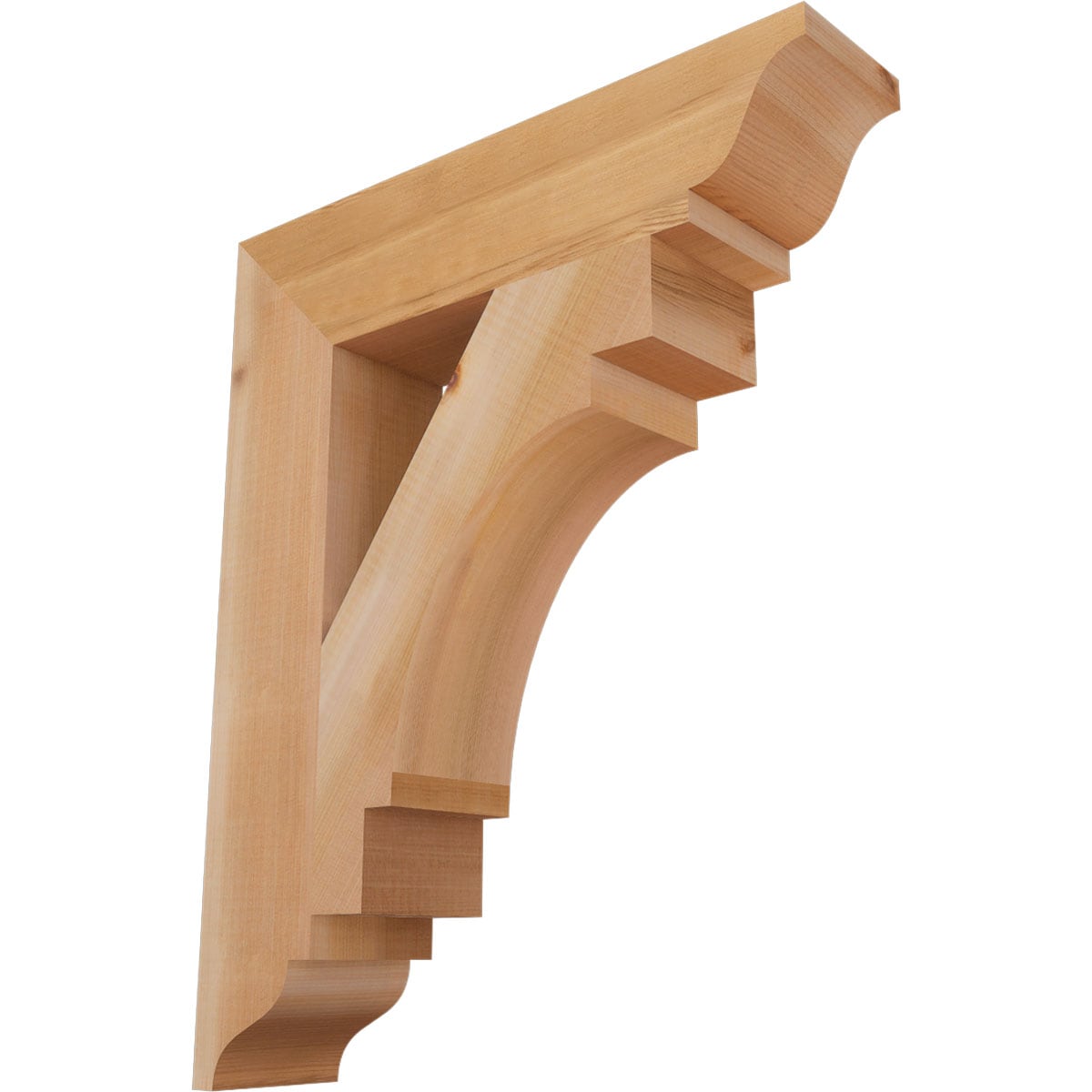 Ekena Millwork BKT04X18X22MRC01SWR Merced traditional smooth 3-1/2-in x 18-in x 22-in Western red cedar Brown Wood Standard bracket