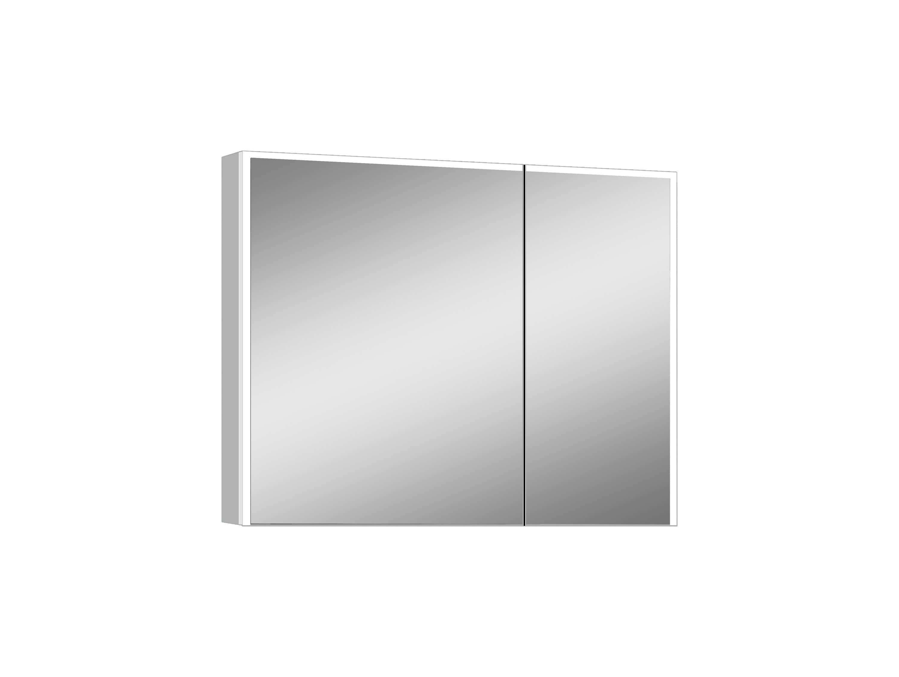 lighted IMPRESSIONS LI5102 Vienna 32-in x 28-in Lighted Surface Mount Aluminum Mirrored Soft Close Medicine Cabinet with Outlet