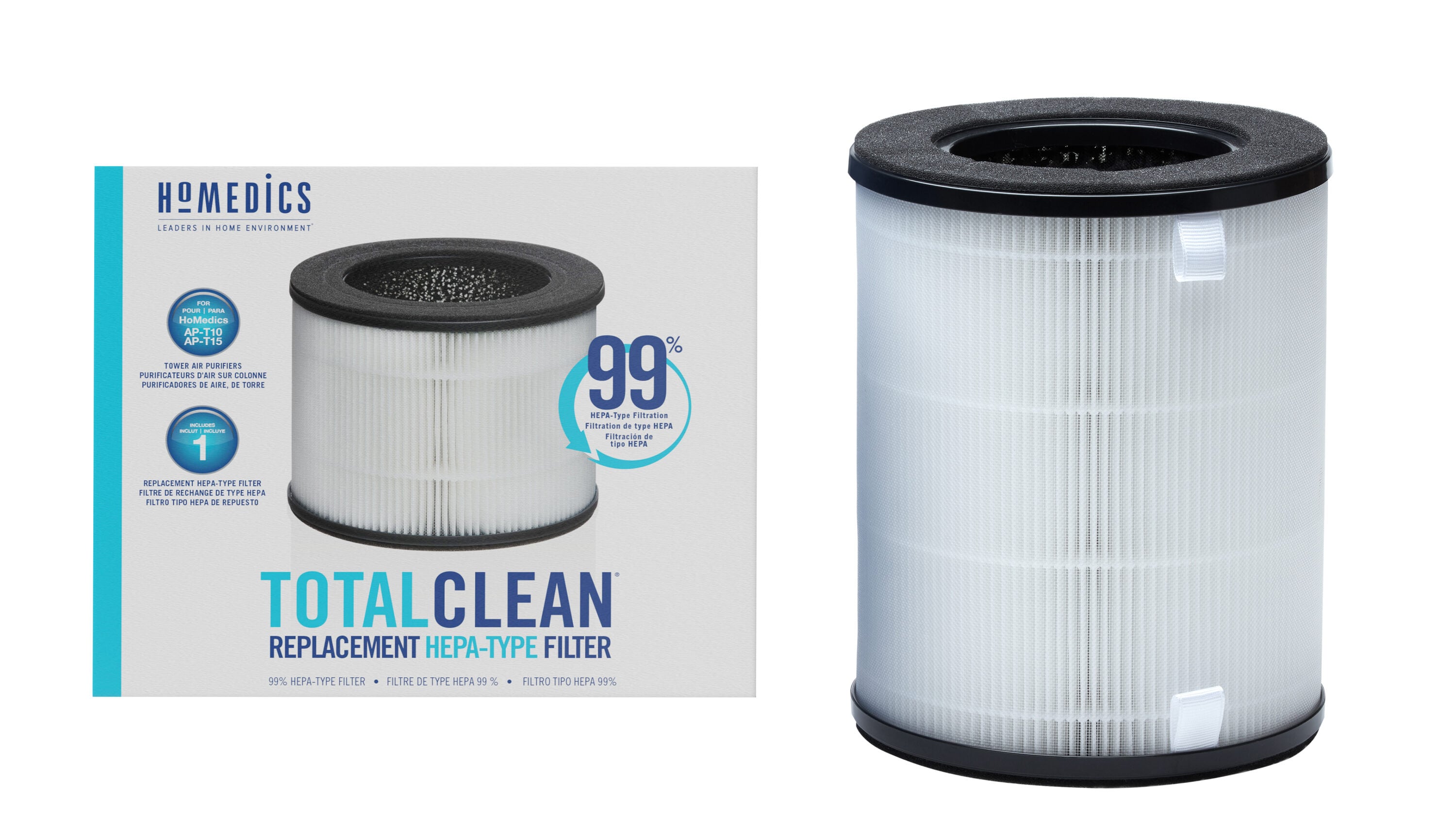 Homedics TotalClean 3-in-1 HEPA-Type Air Purifier Filter Replacement, Works  with Homedics AP-T20 and AP-T20WT Air Purifiers, Captures Microscopic  Airborne Particles : : Home