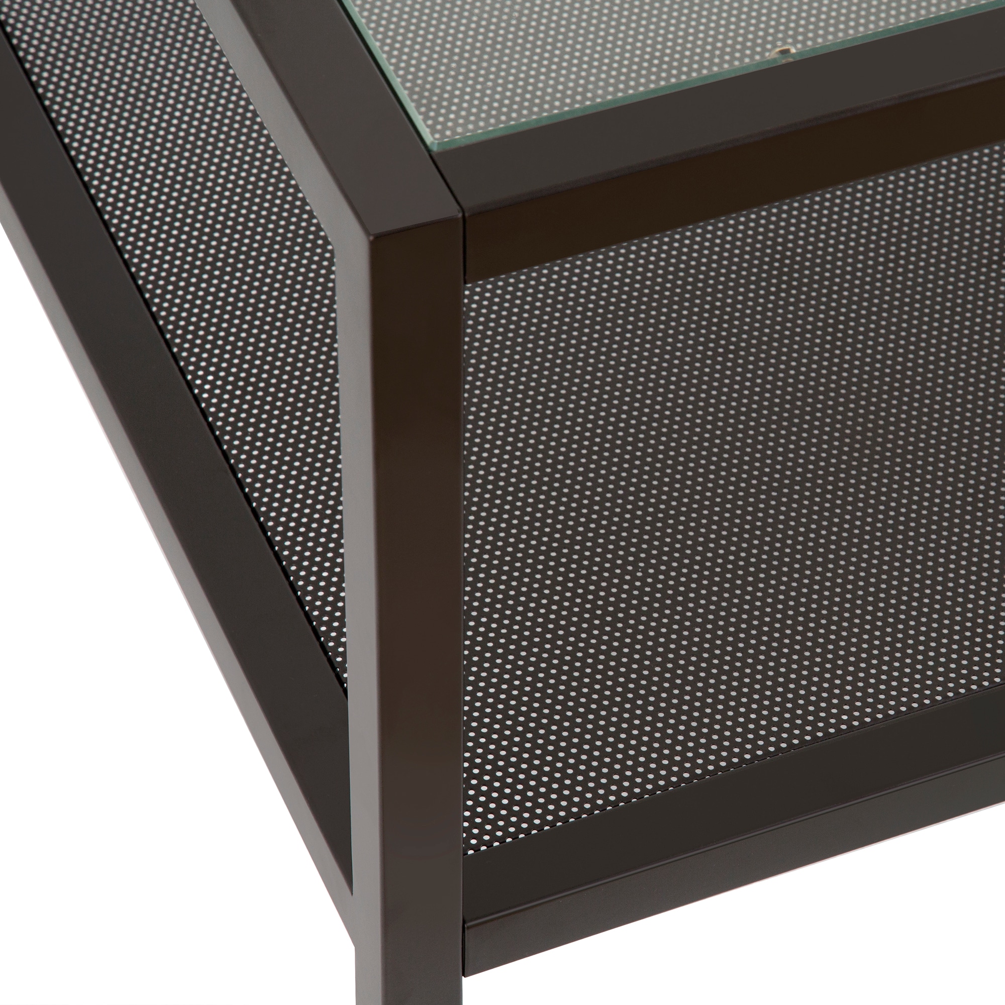 Rigan 45" Blackened Bronze Metal & Glass Rectangular Coffee Table