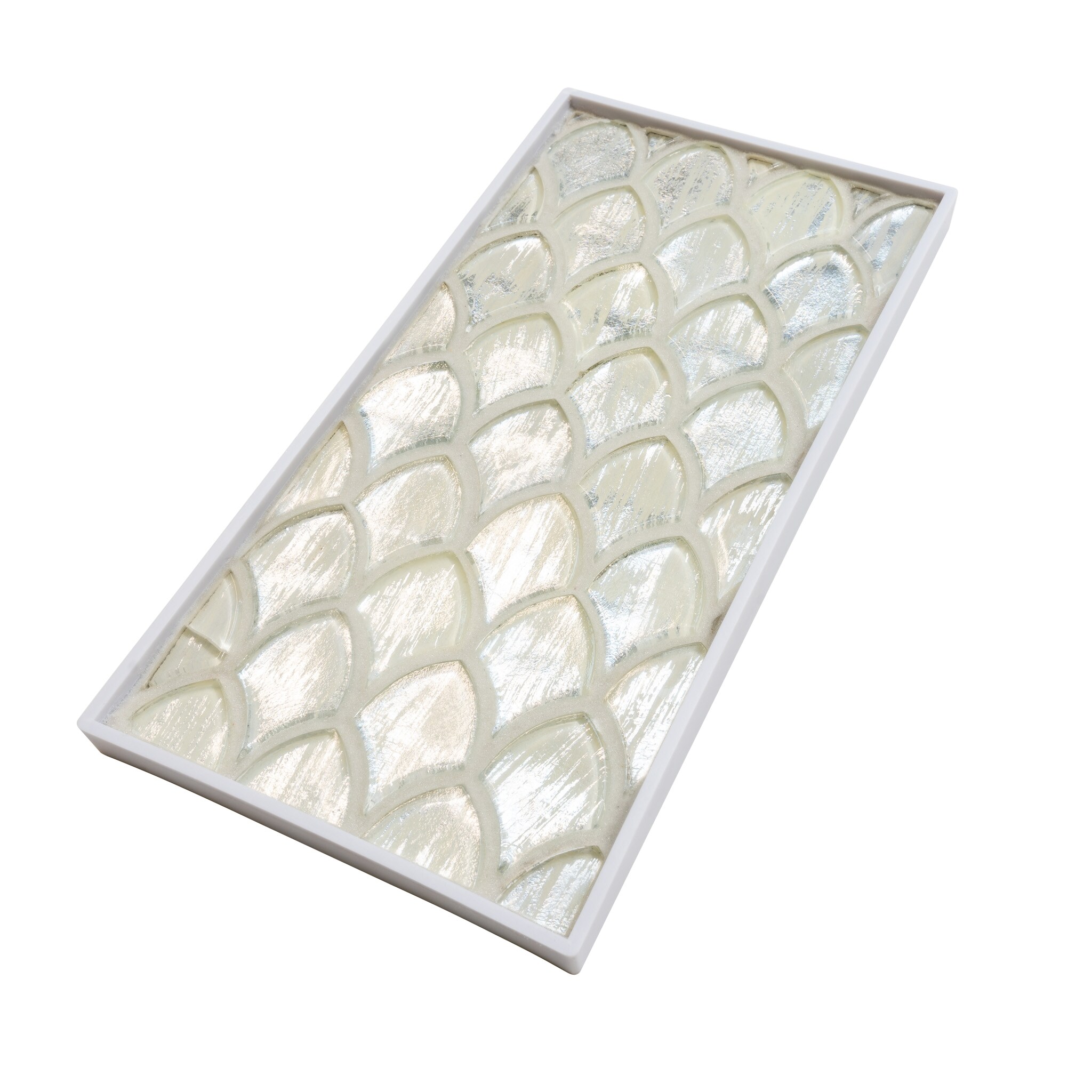 Majeste Silver Glass Fish Scale Mosaic Tile
