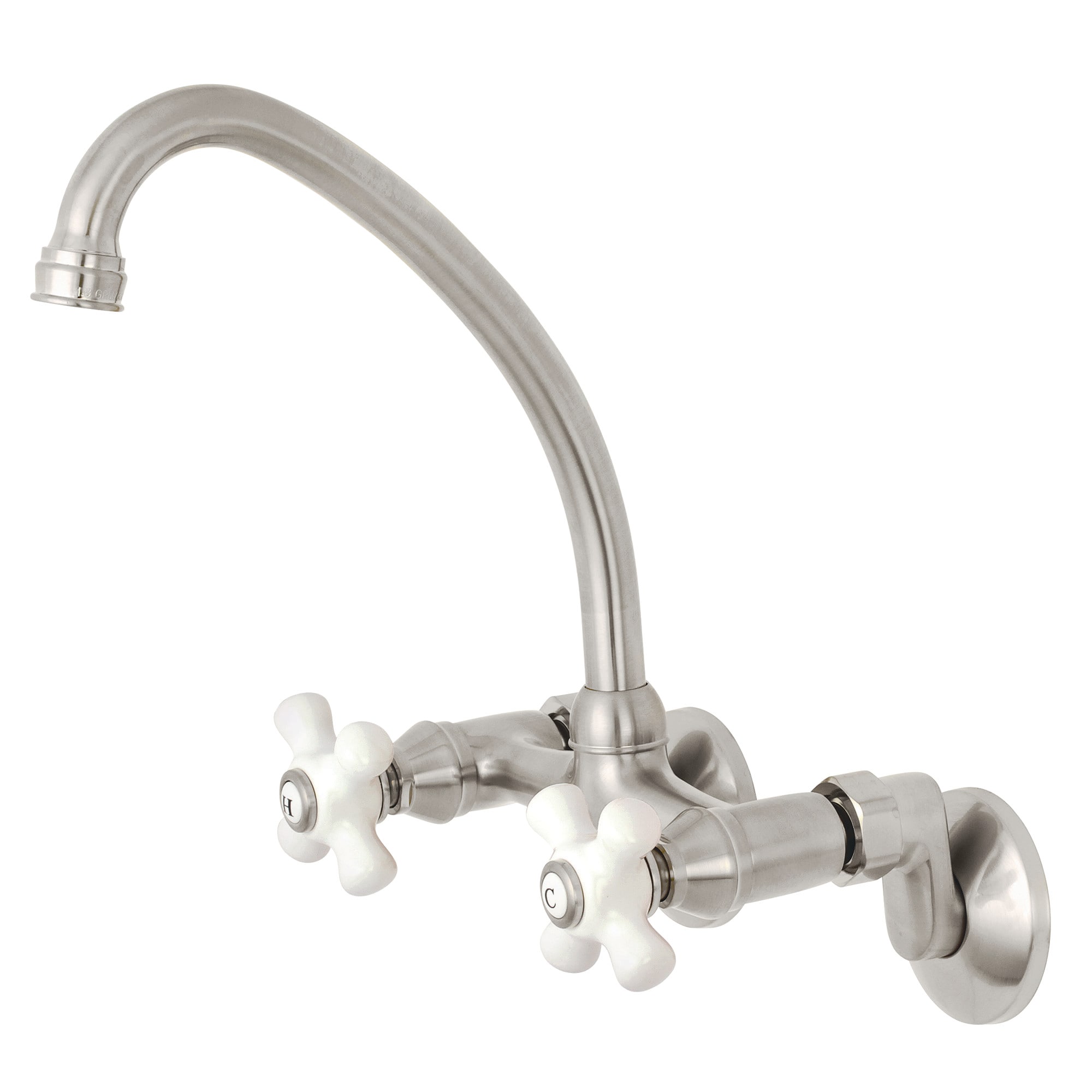 Kingston Brass WLKS614SN Kingston Brushed Nickel Double Handle Wall-mount Kitchen Faucet