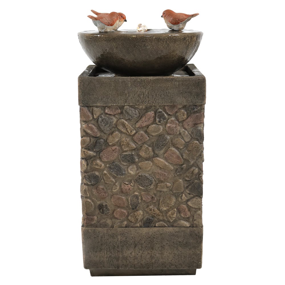 Sunnydaze Decor 25-in H Resin Tiered Outdoor Fountain With Birdbath 