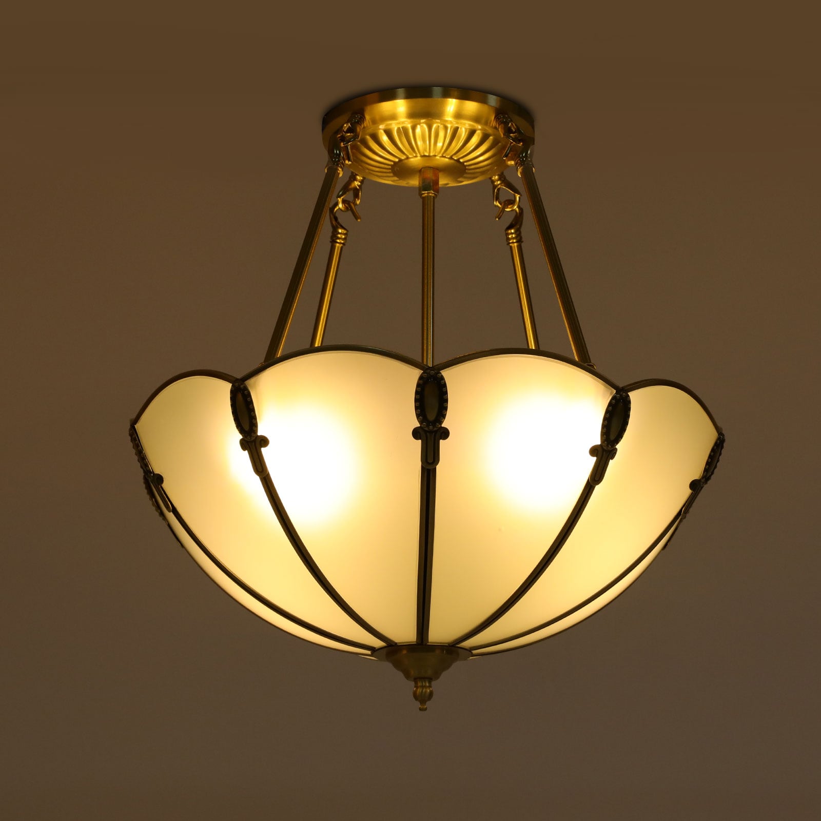Oukaning HG-HCXLST-5612-US Bronze Metal Frame 4 -Light 16.92-in Brushed Multiple colors Semi Flush Mount Light
