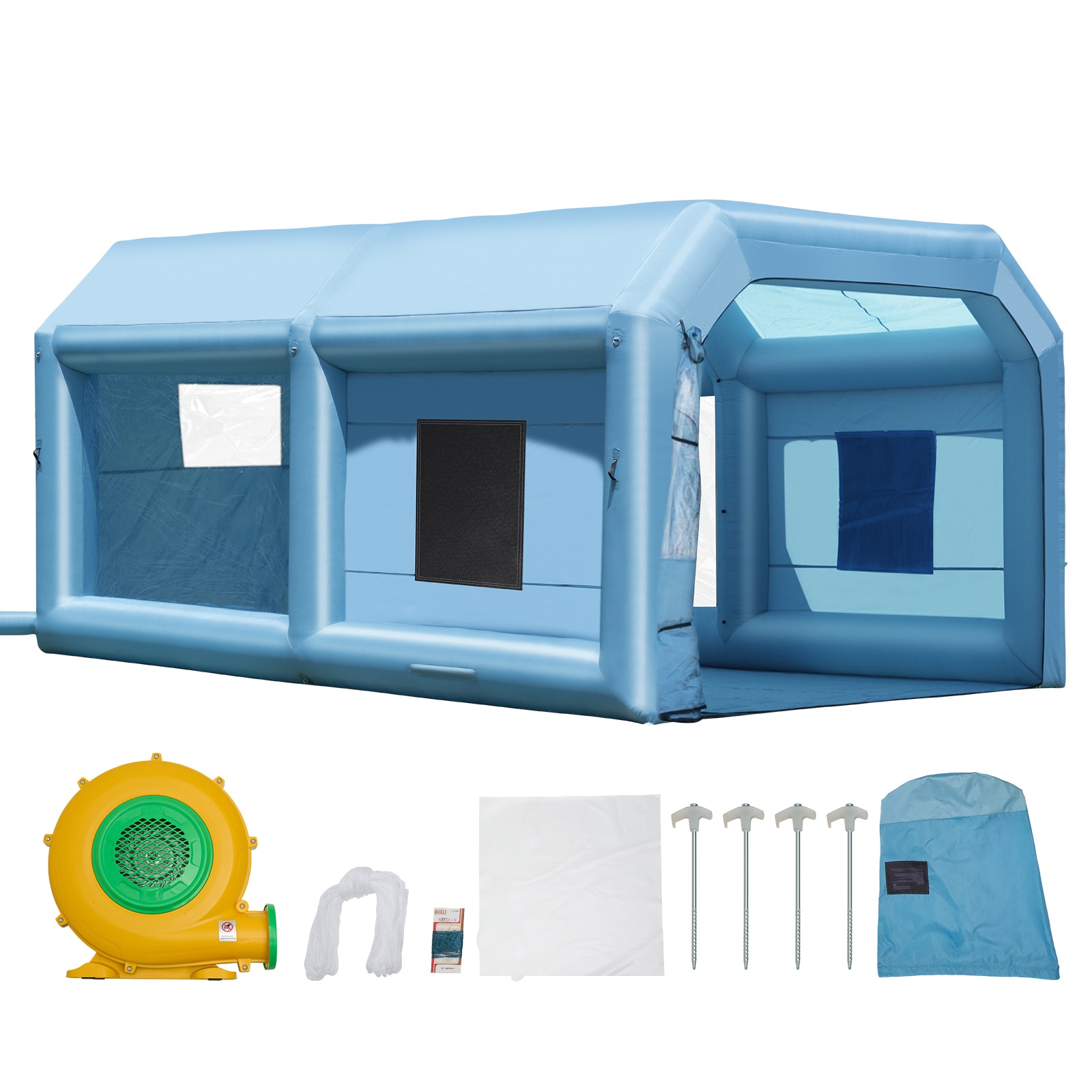 VEVOR SCCQSPQFLSKC01635V1 Inflatable Paint Booth 21 x 13.5 x 9.8 ft Inflatable Spray Booth with 1100W Powerful Blower and Air Filter System Large Furniture Painting Portable Car Paint Booth for Medium-Sized Vehicles