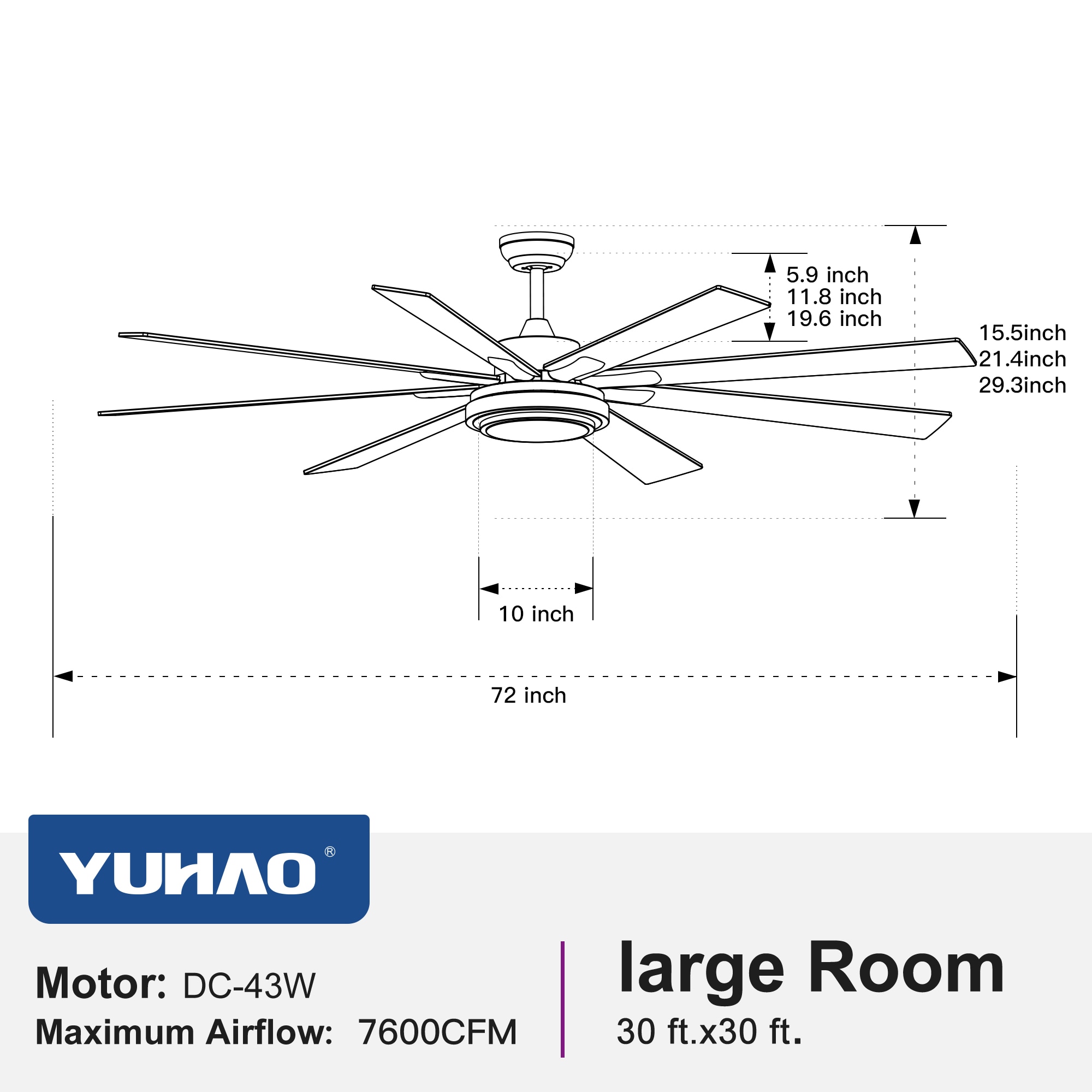 WELLFOR GYH56-1125-3WH Ceiling-Fans - View #5