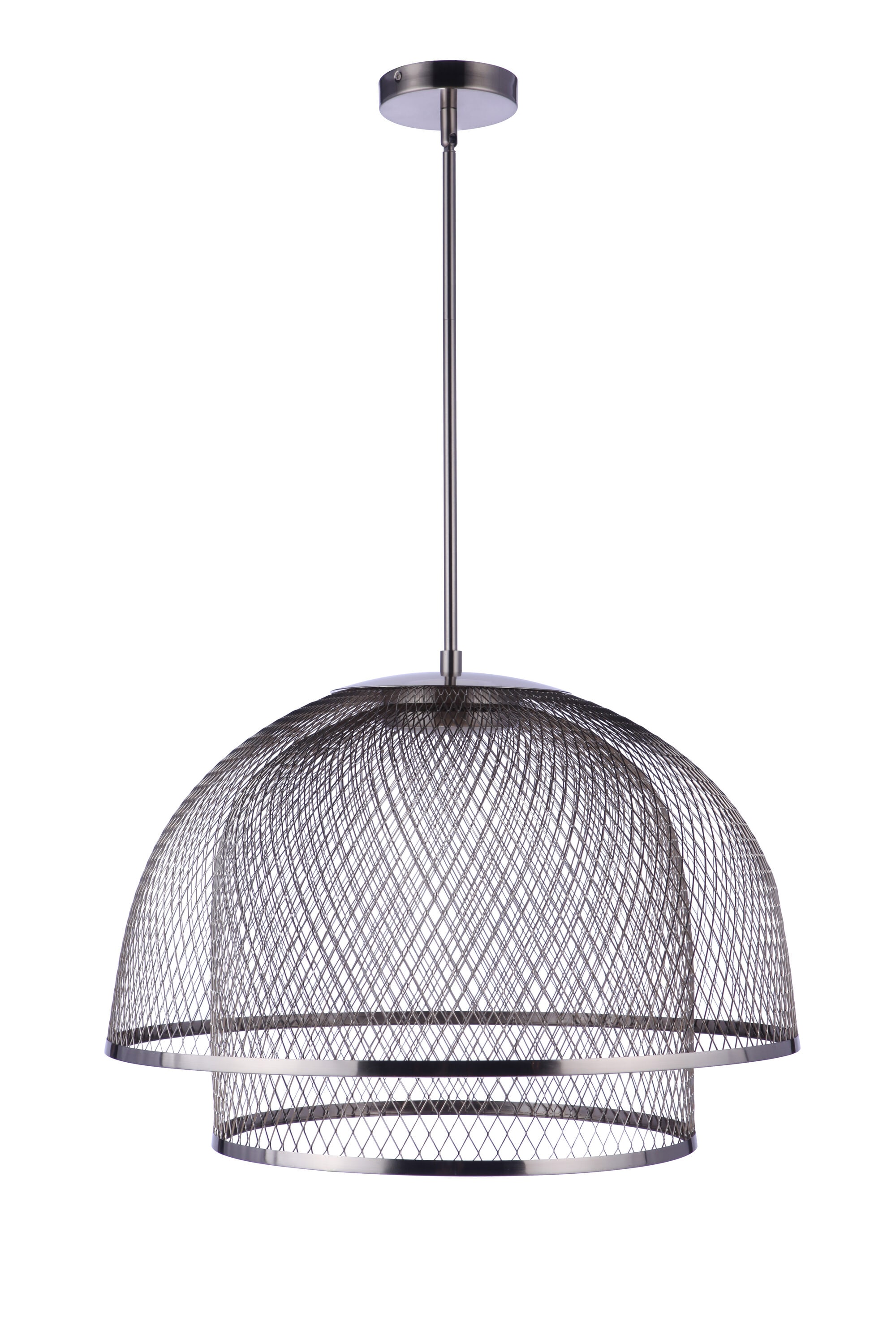 Brushed Polished Nickel Mesh Dome LED Pendant Light