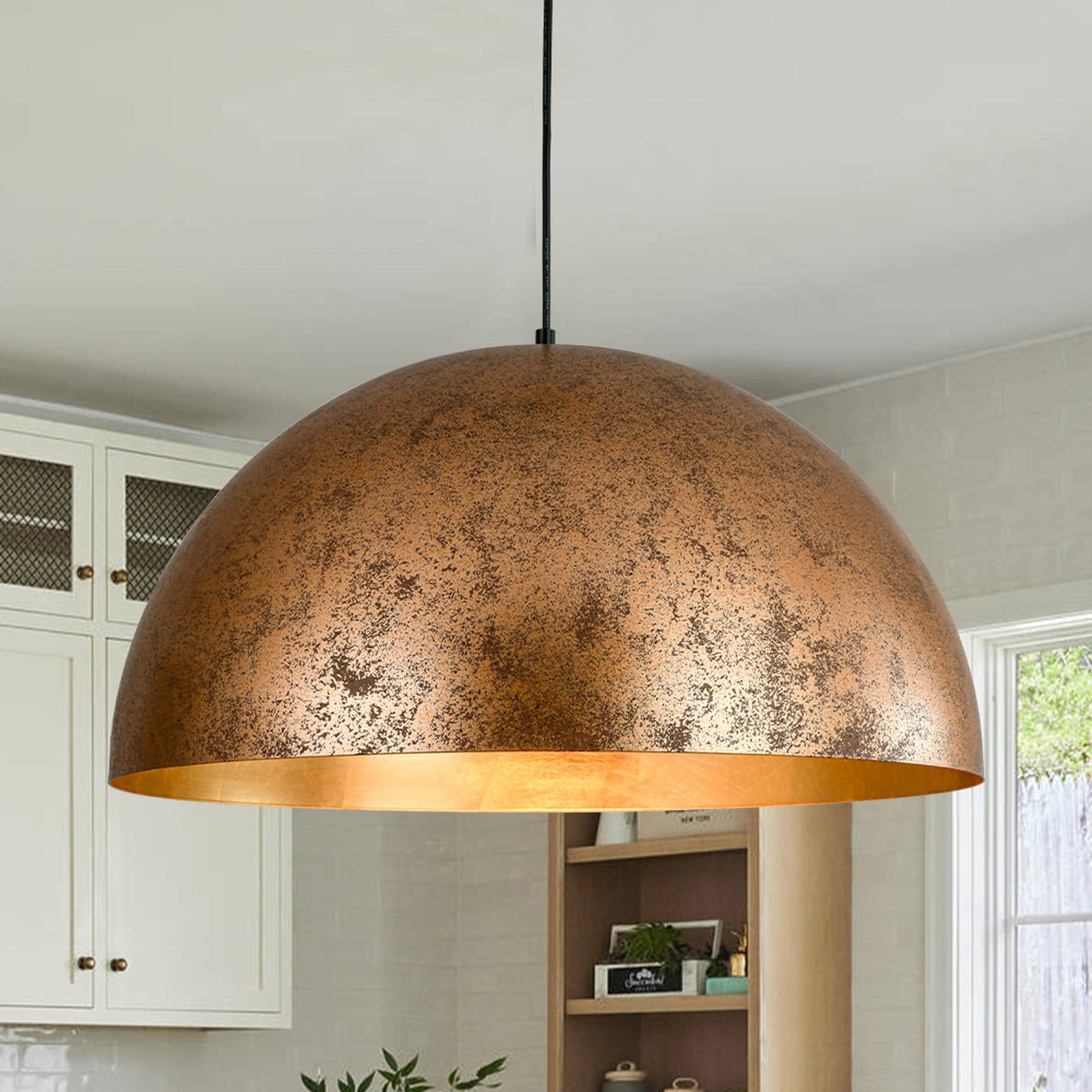 HUOKU PD1064751 PCover 1 -Light Copper Industrial Dome Large Hanging Pendant light