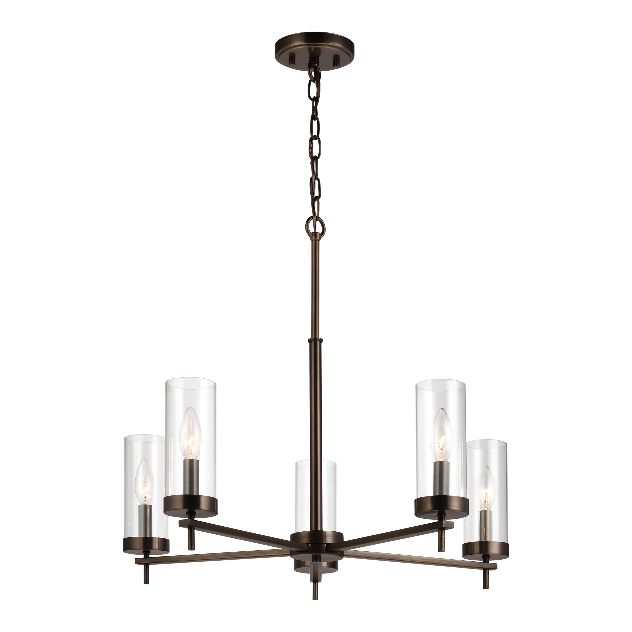 Generation Lighting 3190305-778 Zire 5 -Light Brushed Bronze Modern/contemporary For Use in Dining Rooms, Foyers, Kitchens, Chandelier