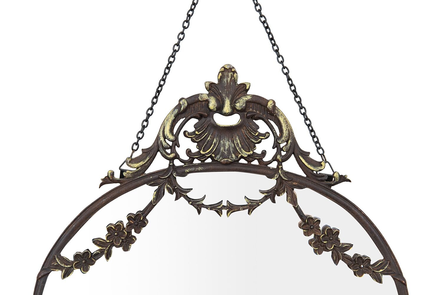 Oval Full Length Bronze and Wood Wall Mirror