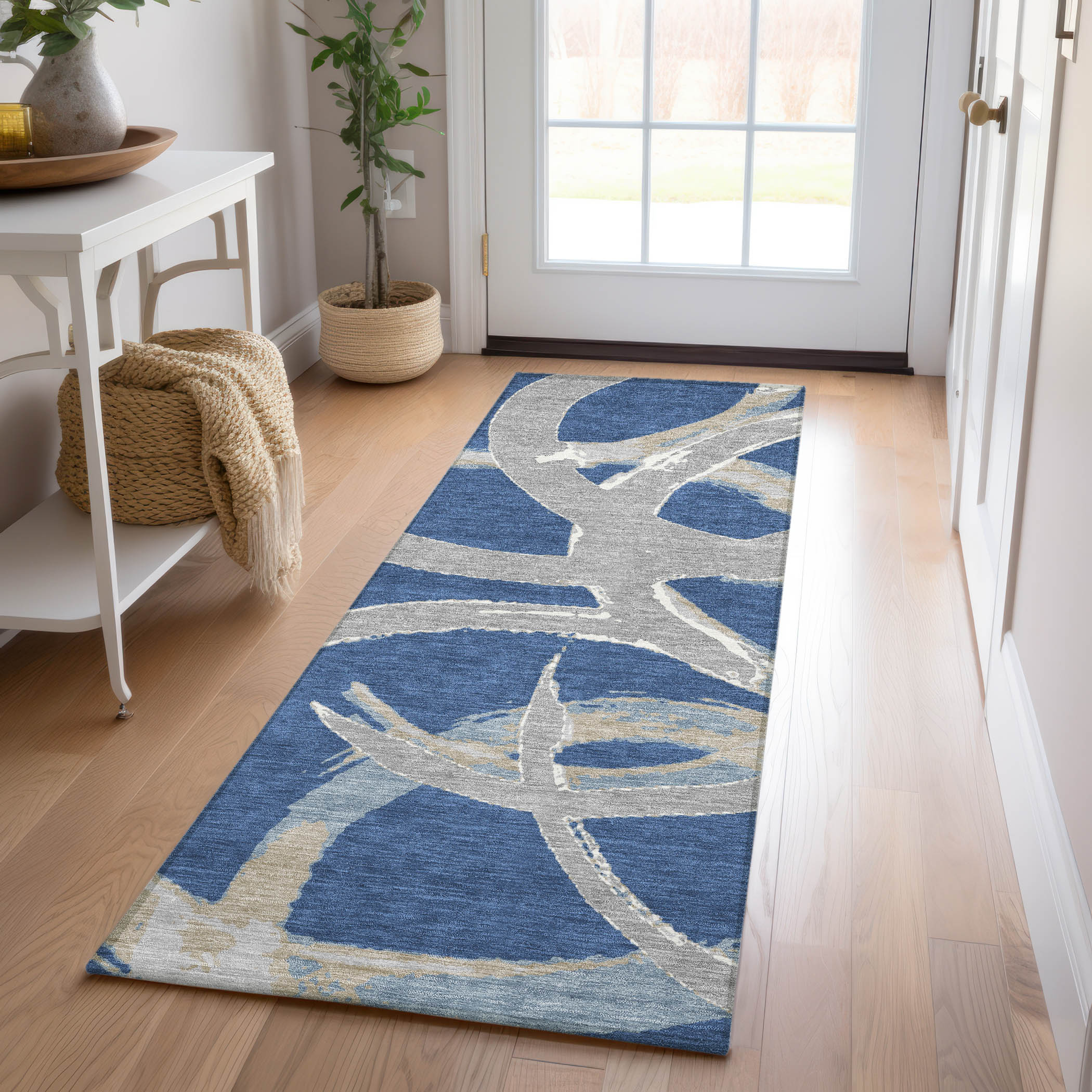 Addison Rugs ACN1022NA2X8 Chantille ACN1022NA 2 x 7 (ft) Polyester Navy Rectangular Indoor/Outdoor Geometric Machine washable Runner rug