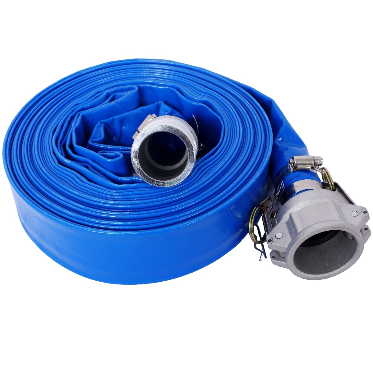PEXCHO 1.5 Inch Pool Backwash Hose 50 Ft Heavy Duty Reinforced PVC Lay Flat Hose With Camlock Fittings