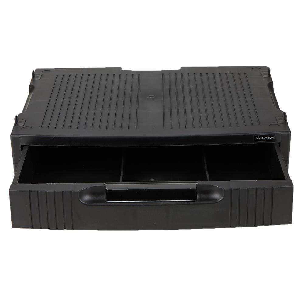 Mind Reader SUPMONST-BLK  Monitor Stand with Storage Drawer, Black