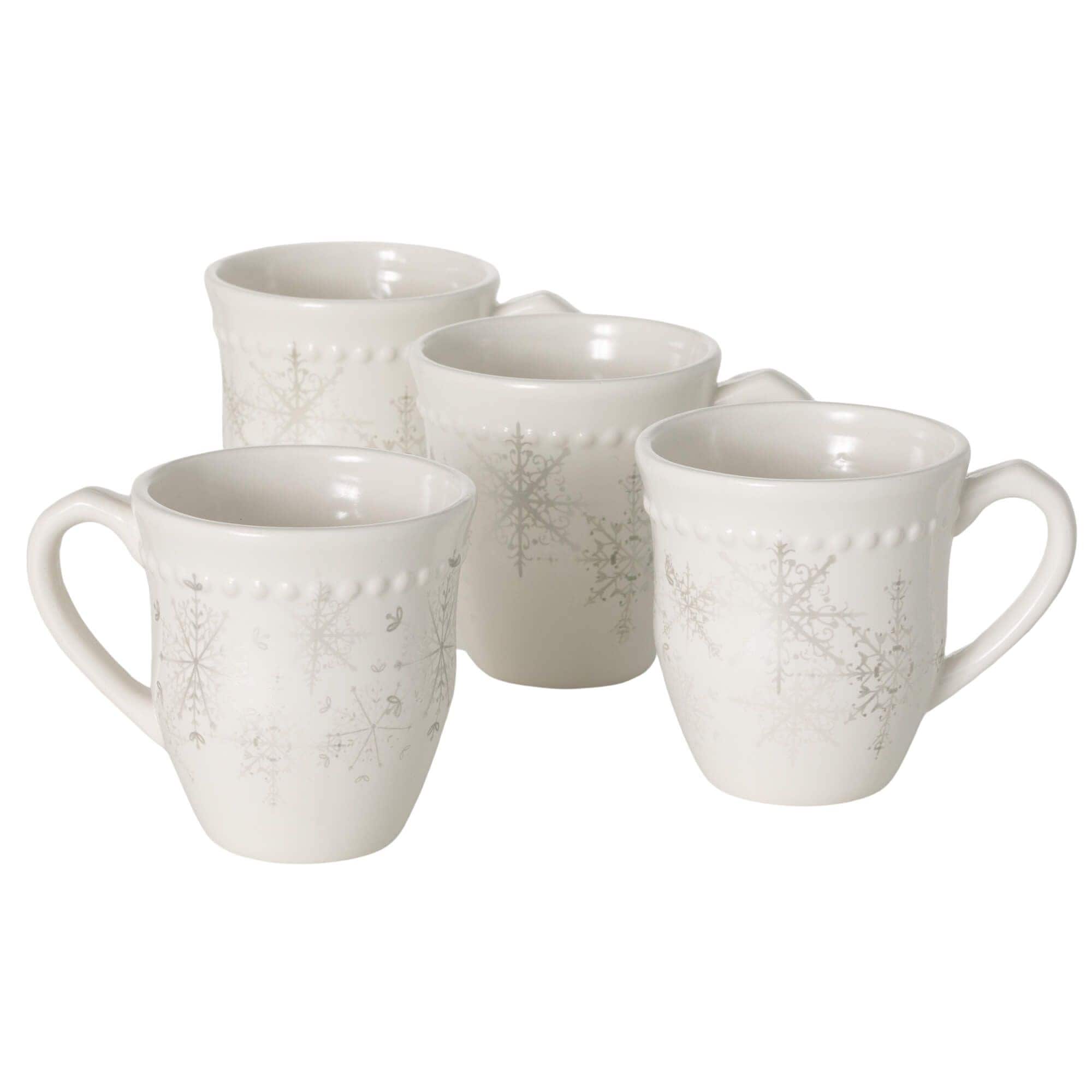 Sullivans PN4045 Fresh Snowfall 8-fl oz Ceramic White Novelty Drinkware Set of: 4