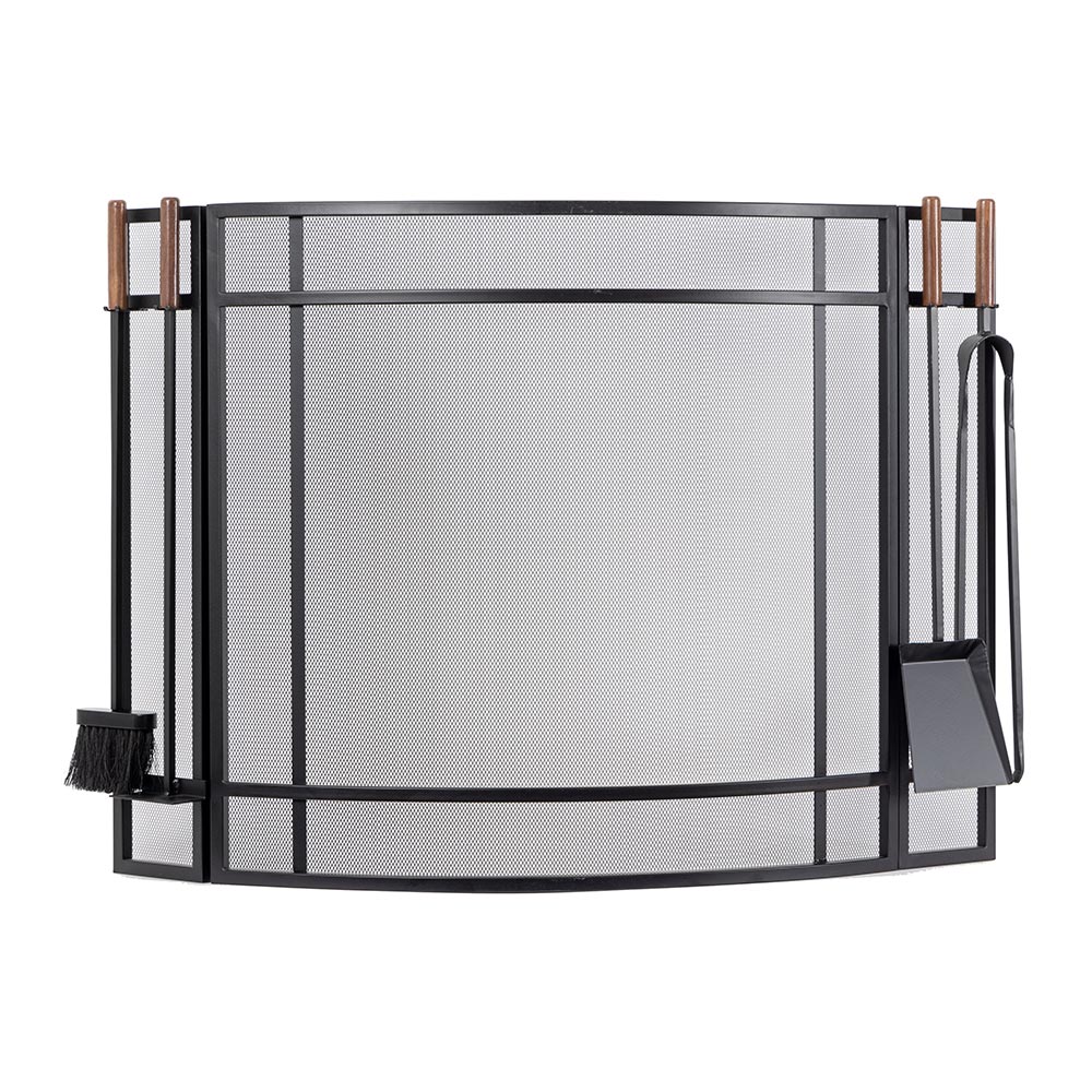Modern Ember T98052BK 40-in Black Steel 1 -Panel Craftsman Fireplace Screen