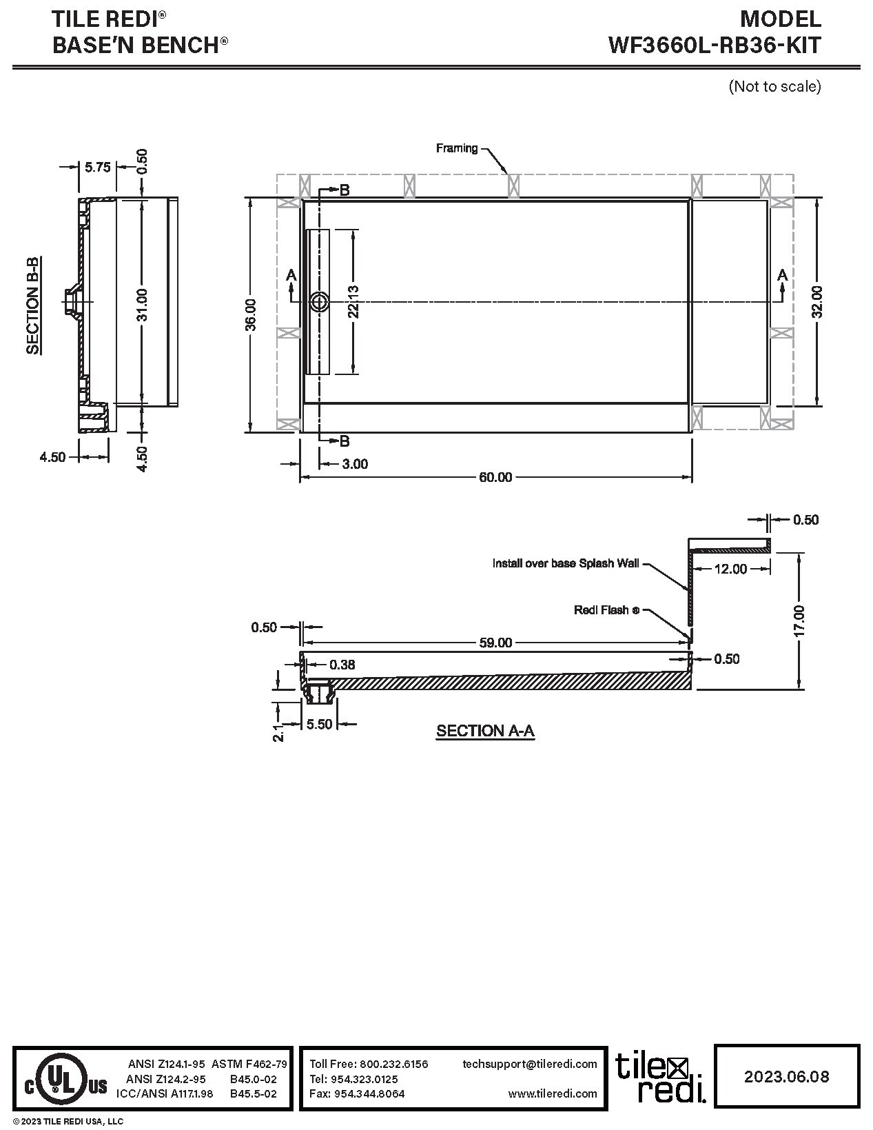 Tile Redi WF3660L-RB36-KIT Shower-Floors - View #9