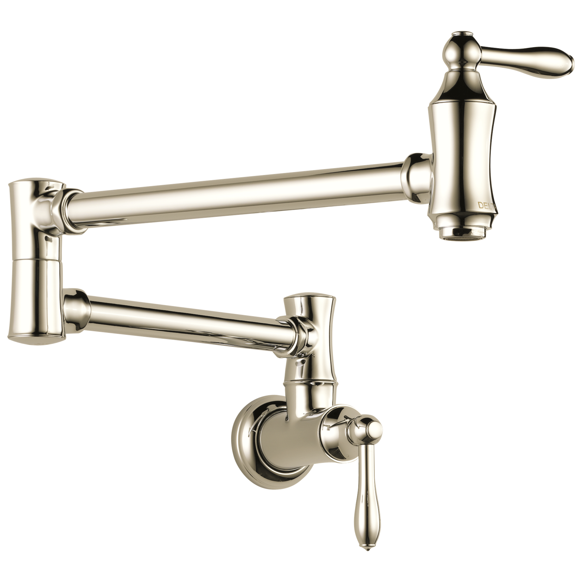 Delta 1177LF-PN Polished Nickel Double Handle Wall-mount Pot Filler Kitchen Faucet