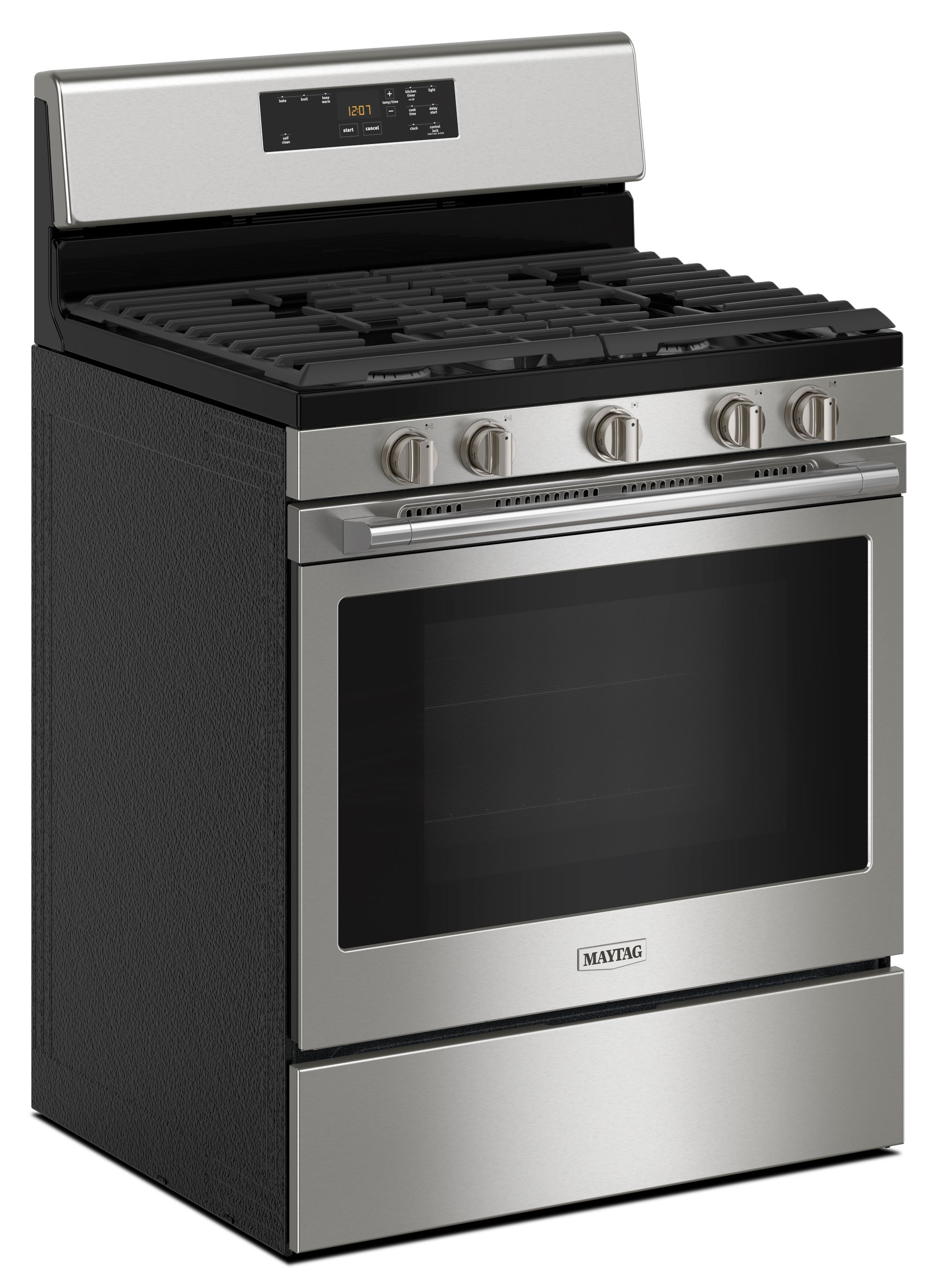 Maytag 30-in 5 Burners 5-cu ft Self-cleaning Air Fry Freestanding Natural Gas  Range (Fingerprint Resistant Stainless Steel) in the Single Oven Gas Ranges  department at