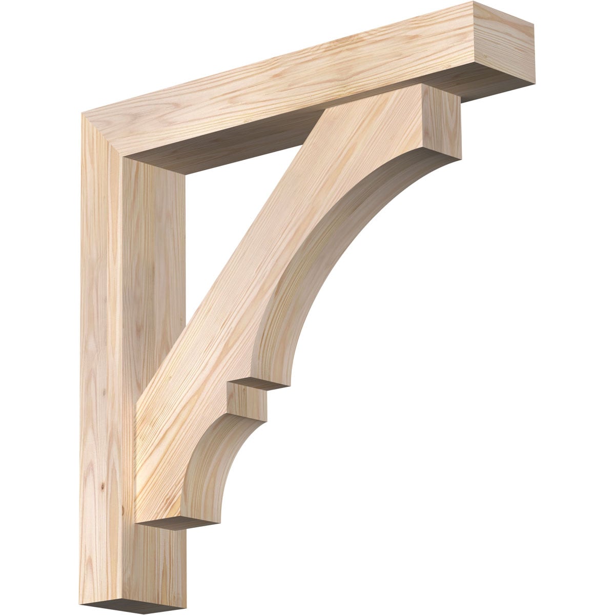 Ekena Millwork 1462155 Balboa Block Smooth Bracket with Offset Brace Douglas Fir Wood Standard Bracket