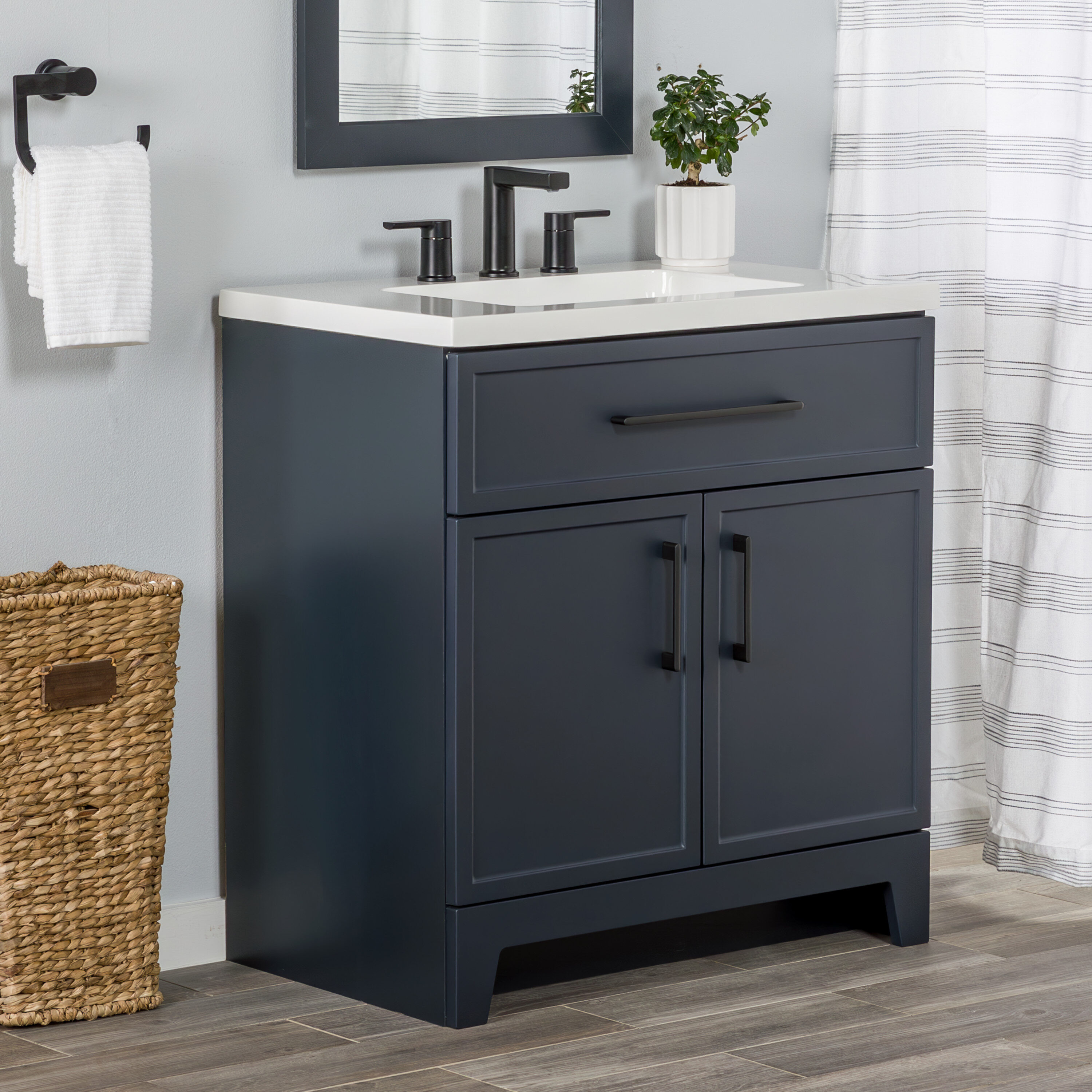 Style Selections Potter 30-in Blue Single Sink Bathroom Vanity with ...