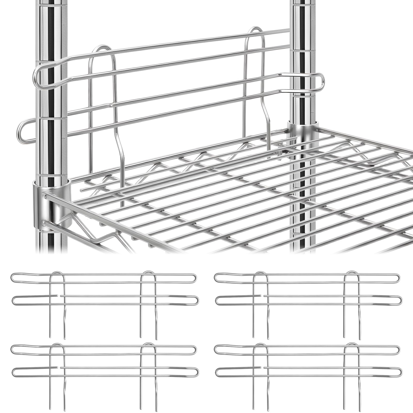 UUDULY 4 pcs Chrome Wire Shelf Ledge 14 Inch by 5 Inch Metal Side Ledge ...