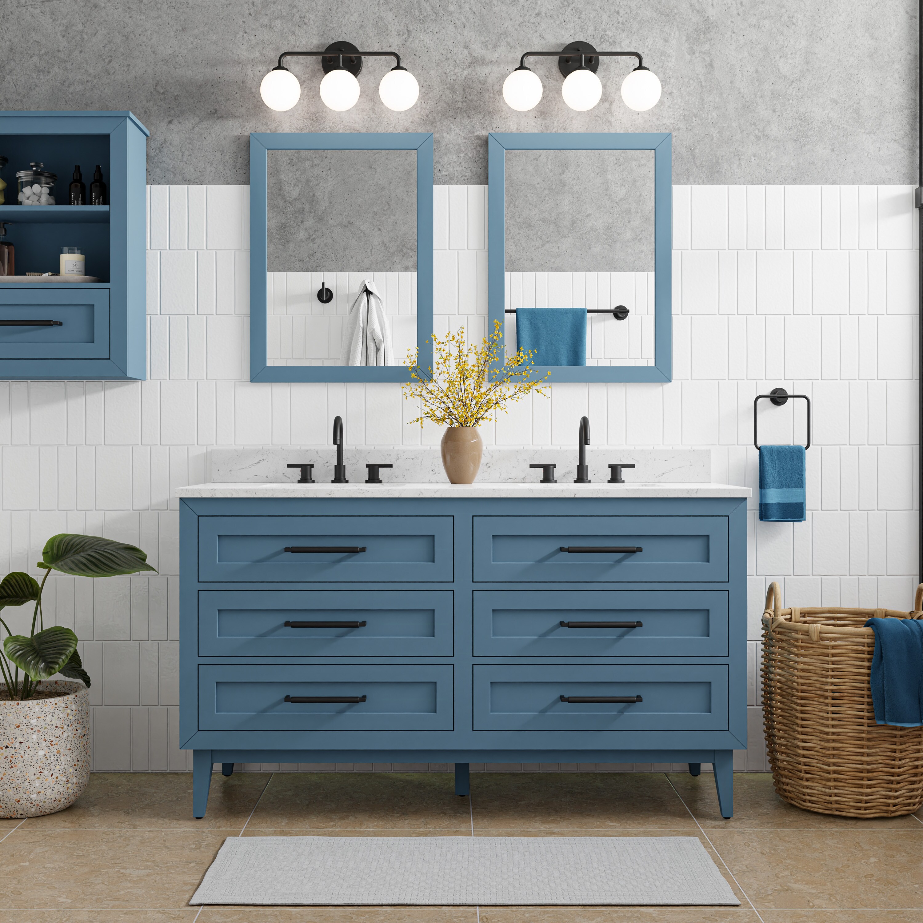 Origin 21 Edison 60-in Chambray Undermount Double Sink Bathroom Vanity ...