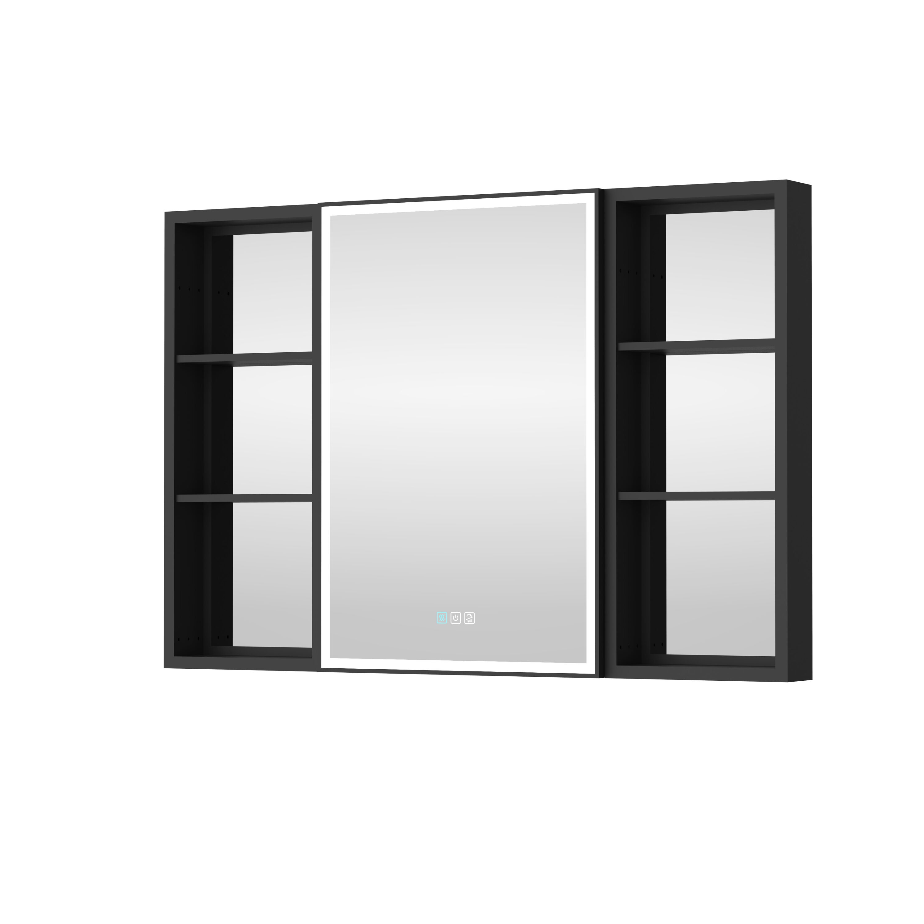 Forclover MEAM-12M4430L2MC 44-Inches x 30-Inches Lighted LED Fog Free Surface/Recessed Mount Black Mirrored Rectangle Soft Close Medicine Cabinet with Outlet