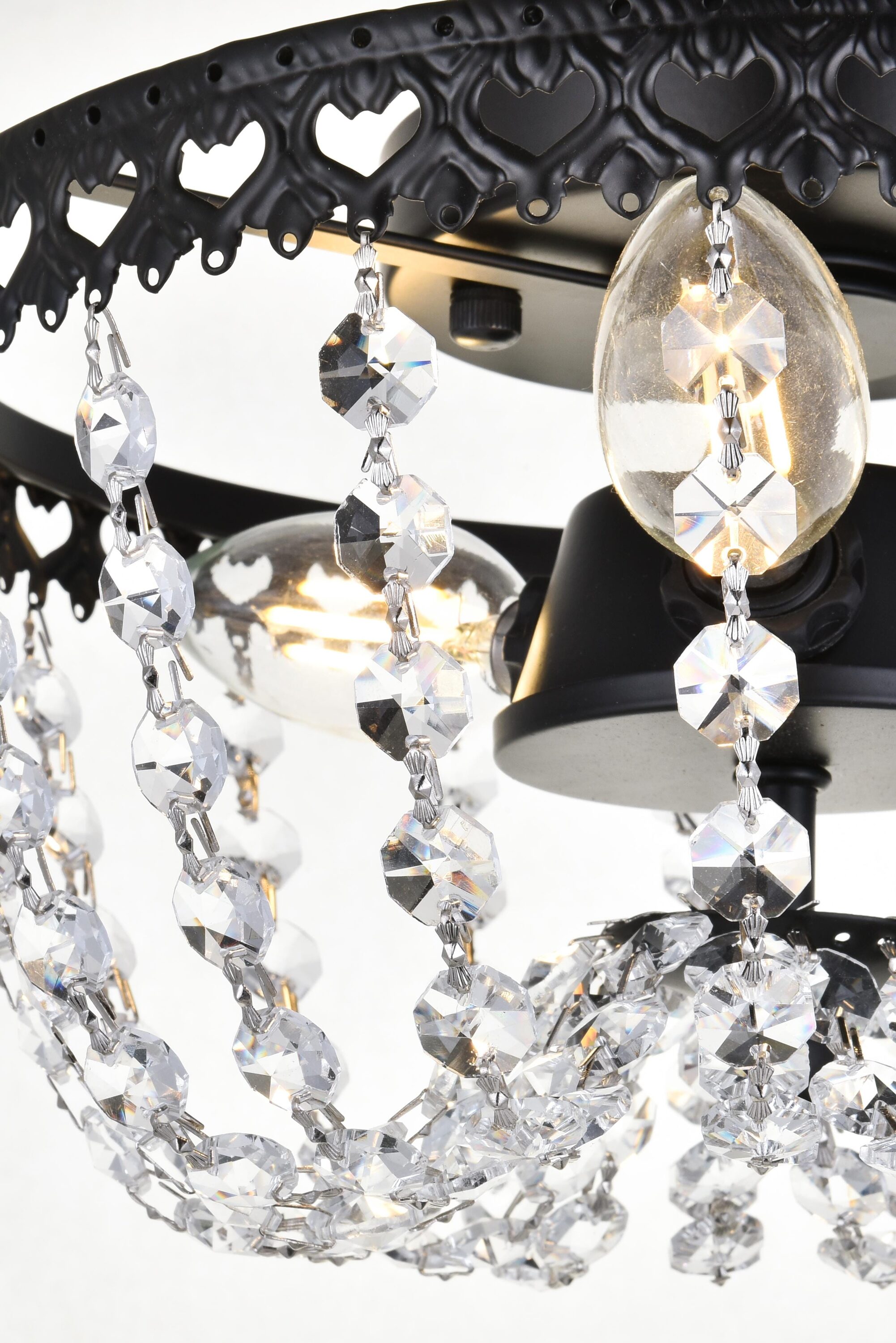 Kylie 10" Black Iron and Crystal Flush Mount Light